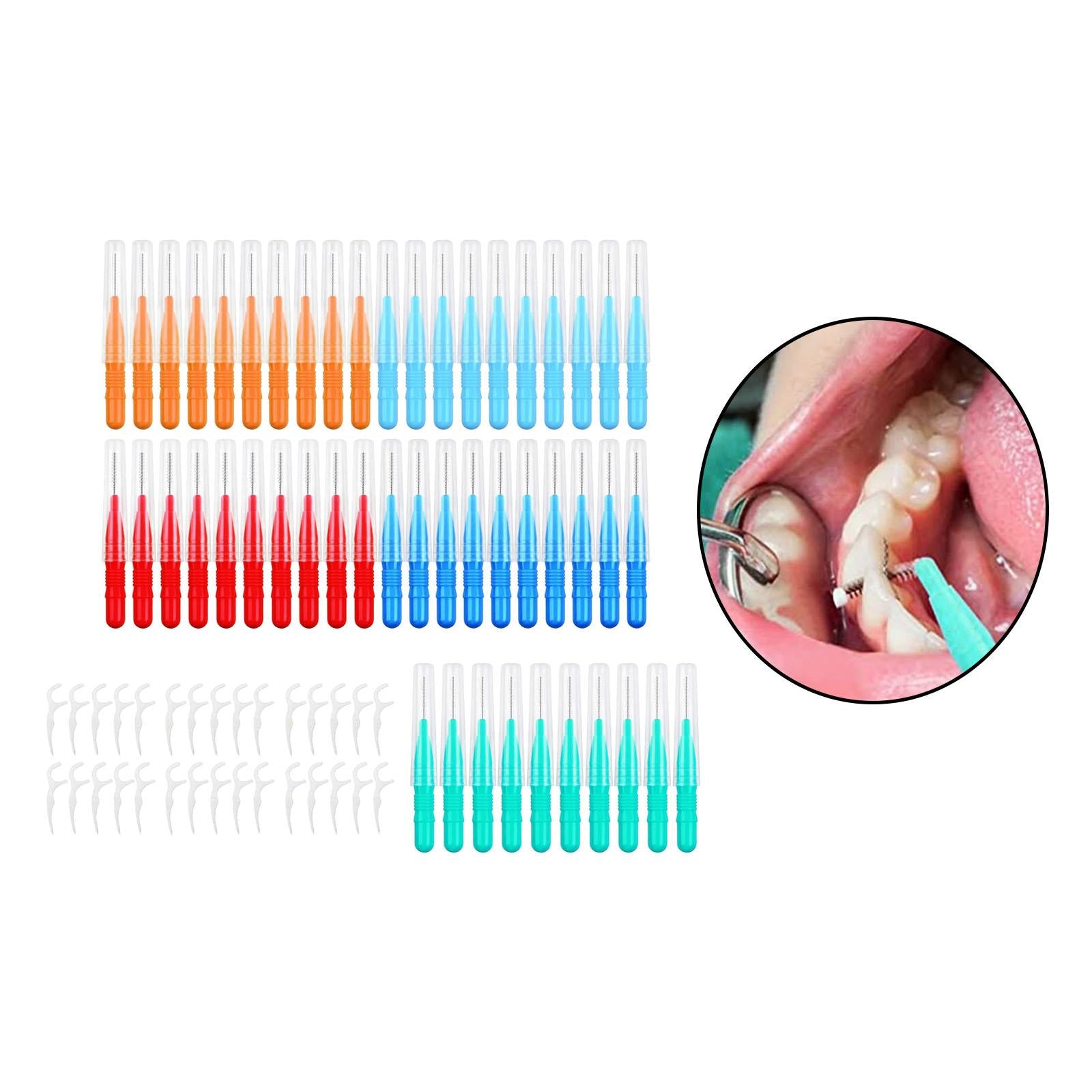 50 Pieces Interdental Brushes 2mm 2.5mm 3mm 30x Dental Floss Flossers