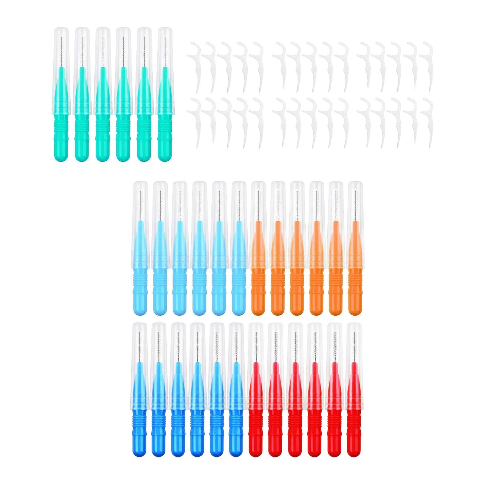 50 Pieces Interdental Brushes 2mm 2.5mm 3mm 30x Dental Floss Flossers