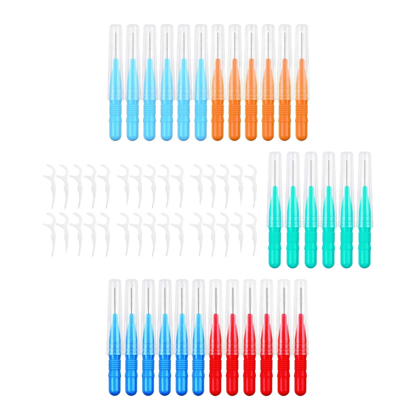 50 Pieces Interdental Brushes 2mm 2.5mm 3mm 30x Dental Floss Flossers