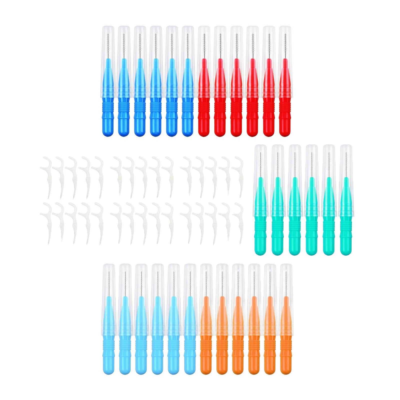 50 Pieces Interdental Brushes 2mm 2.5mm 3mm 30x Dental Floss Flossers
