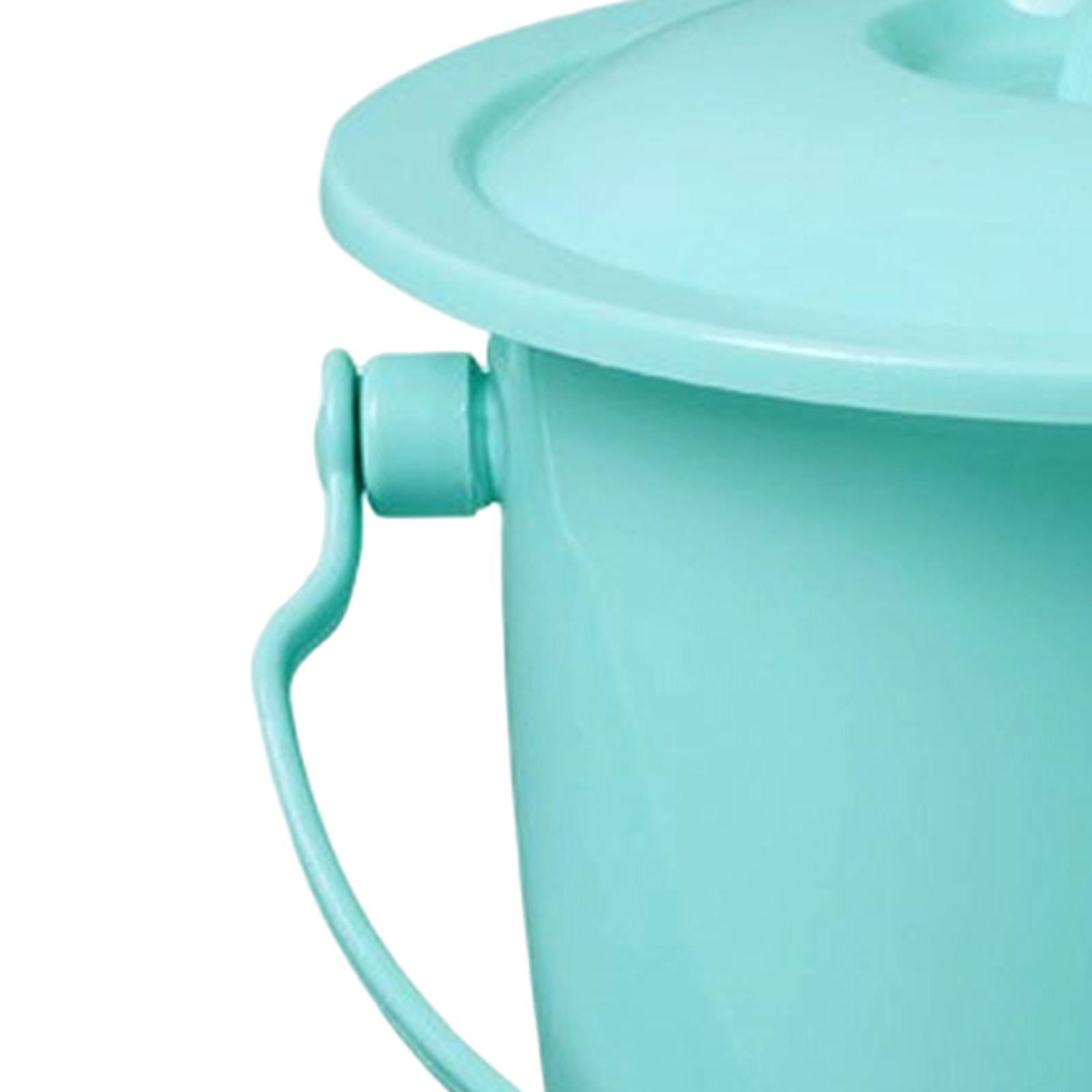 Chamber Pot with Lid Bedpan Spittoon Indoor with Handle Urine Bucket Blue