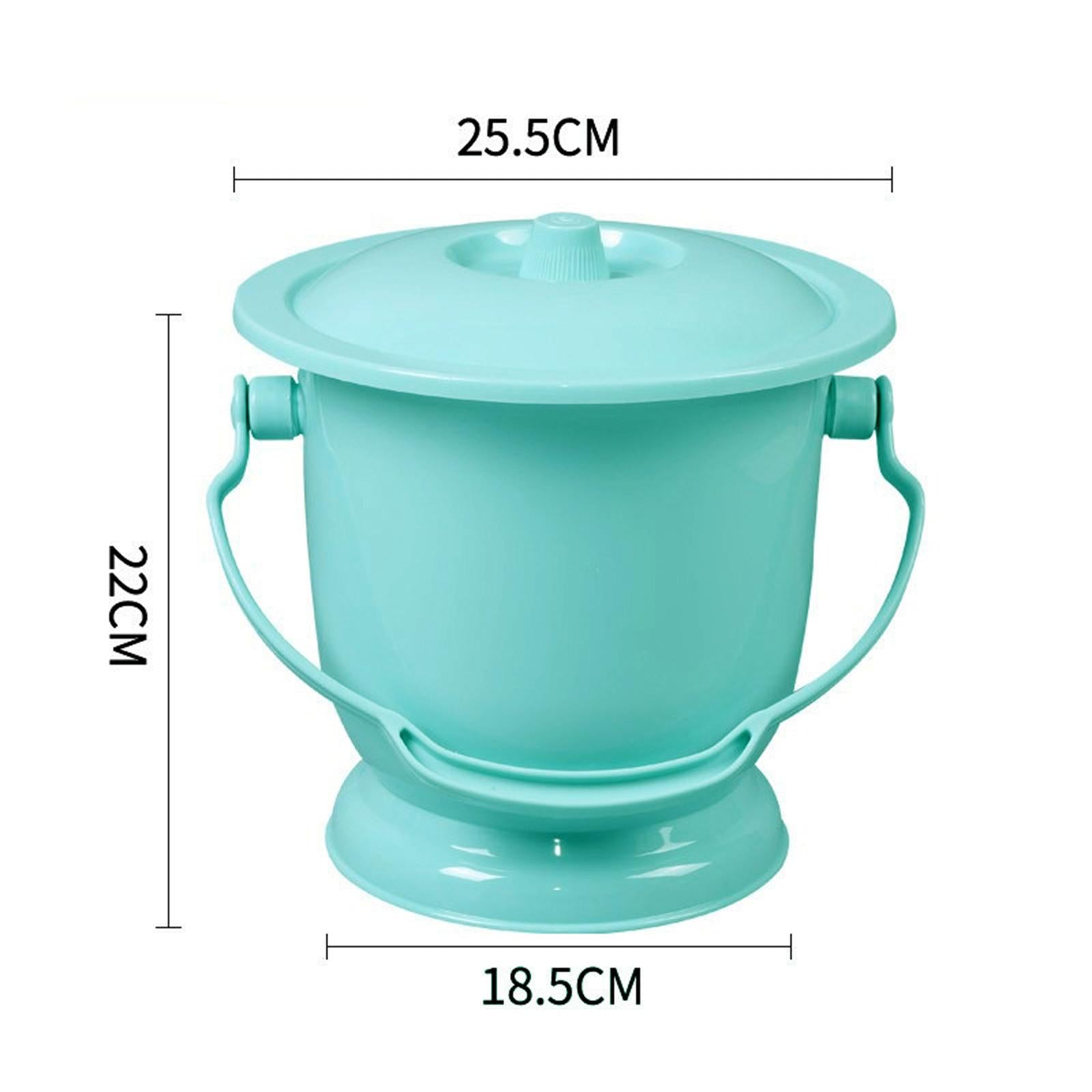 Chamber Pot with Lid Bedpan Spittoon Indoor with Handle Urine Bucket Blue