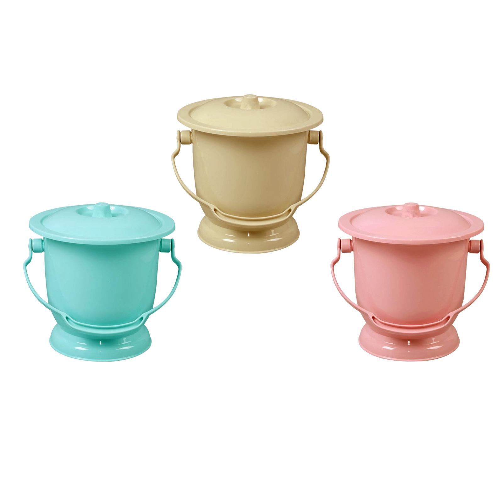 Chamber Pot with Lid Bedpan Spittoon Indoor with Handle Urine Bucket Blue