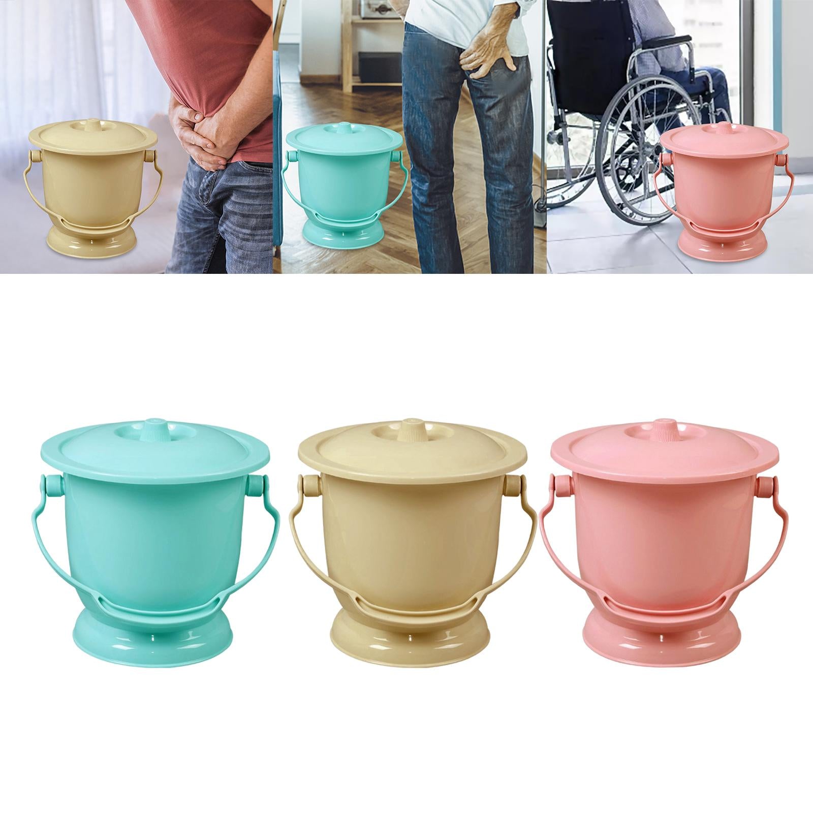 Chamber Pot with Lid Bedpan Spittoon Indoor with Handle Urine Bucket Blue