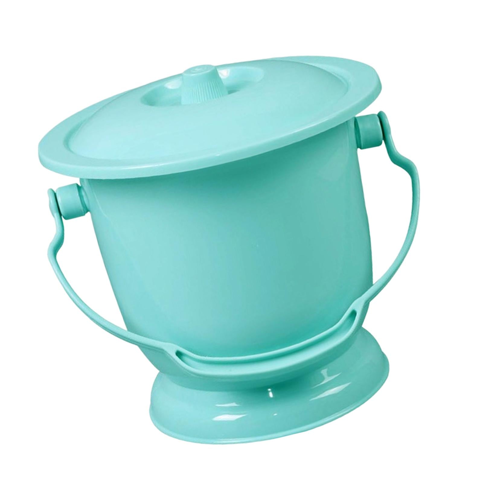 Chamber Pot with Lid Bedpan Spittoon Indoor with Handle Urine Bucket Blue