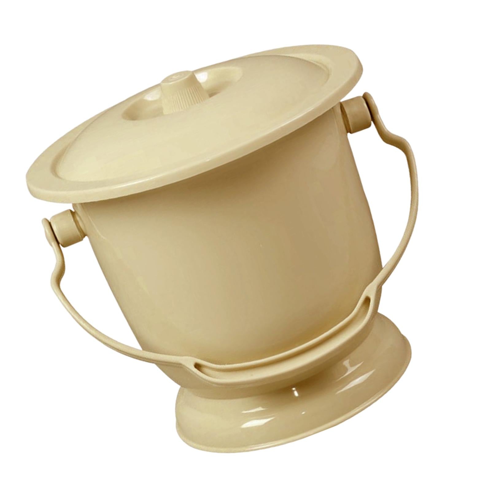 Chamber Pot with Lid Bedpan Spittoon Indoor with Handle Urine Bucket Light Yellow