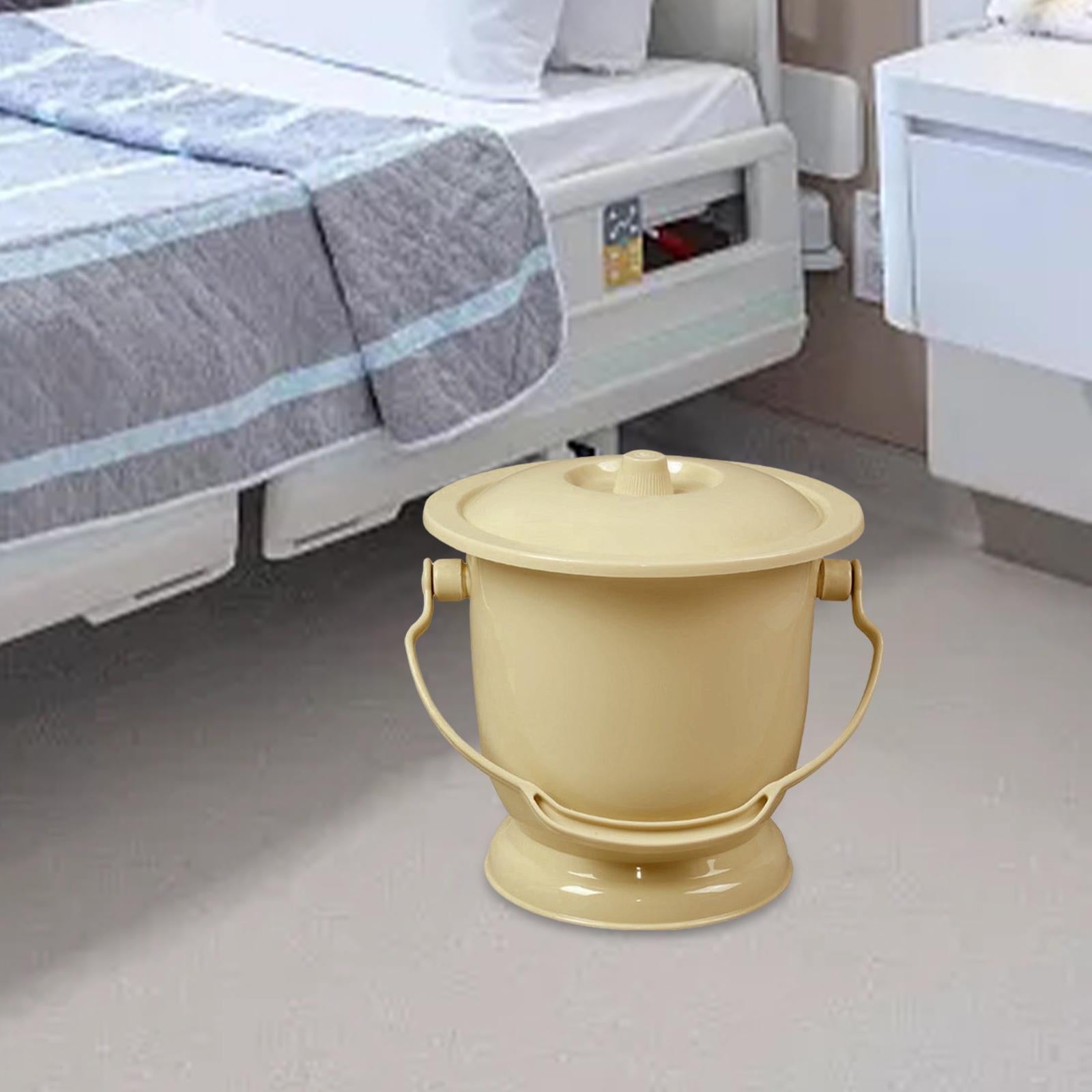 Chamber Pot with Lid Bedpan Spittoon Indoor with Handle Urine Bucket Light Yellow