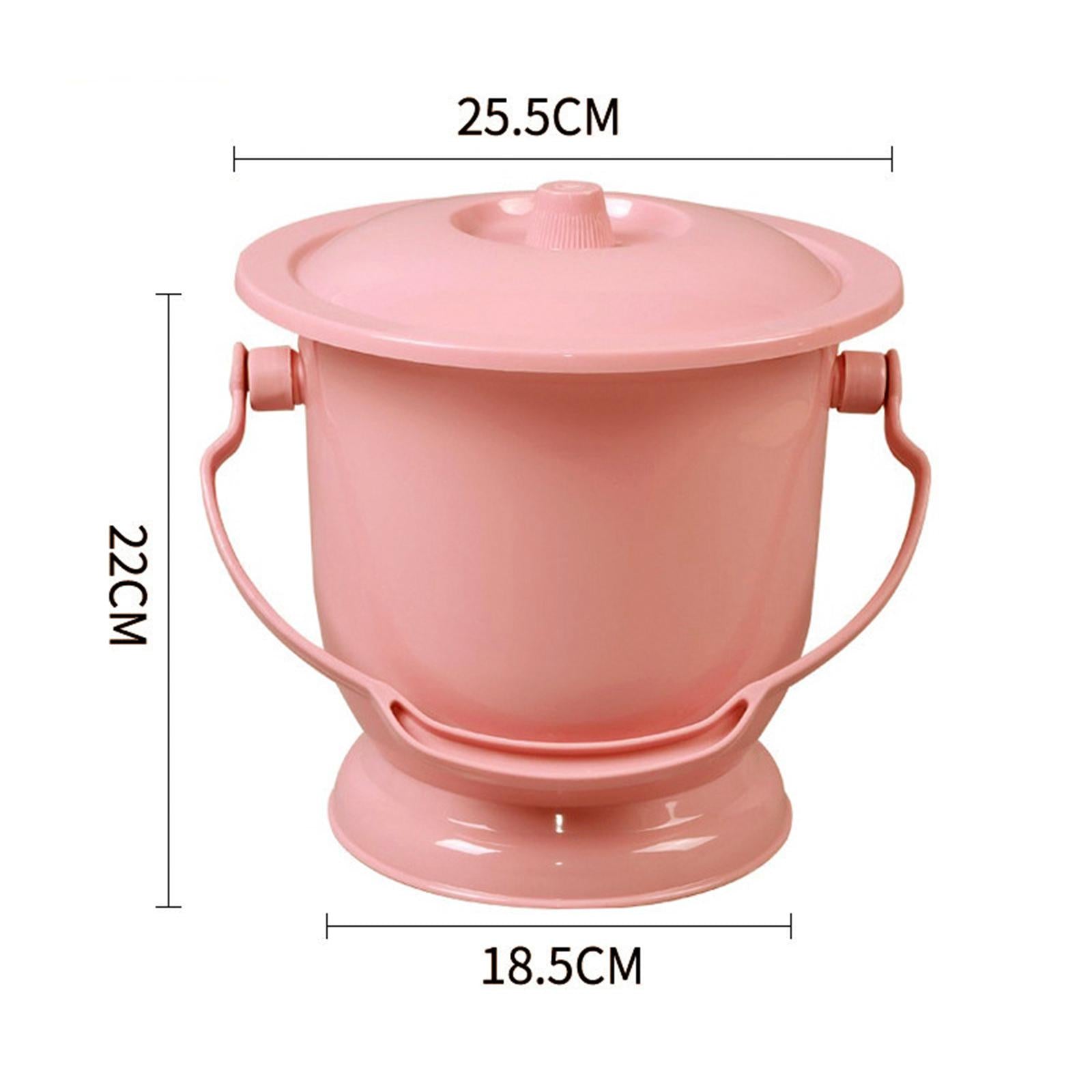 Chamber Pot with Lid Bedpan Spittoon Indoor with Handle Urine Bucket Pink