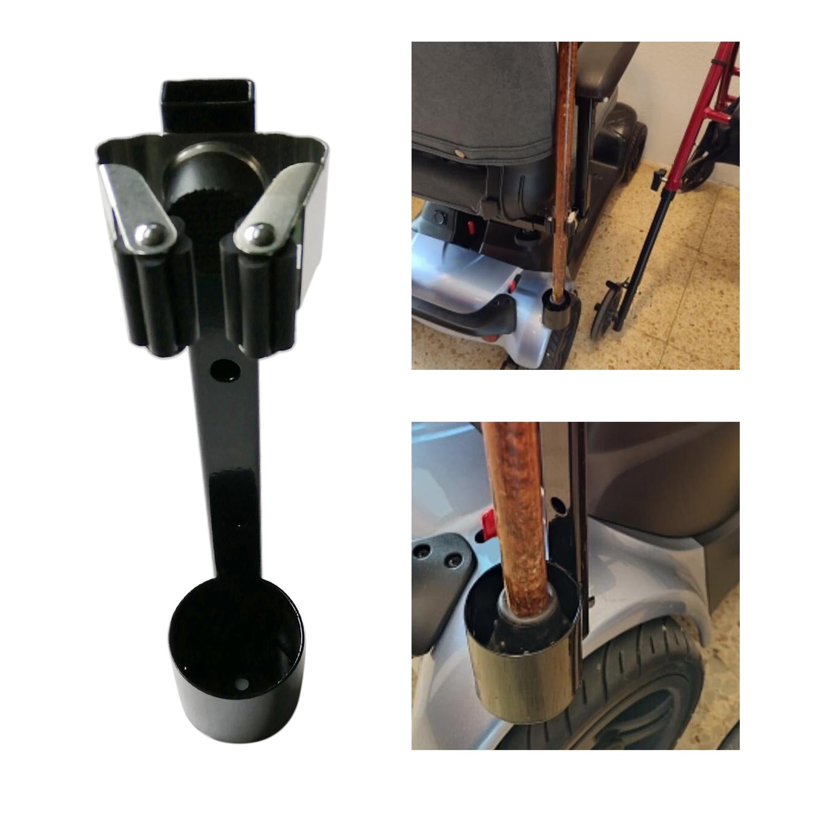 Metal Cane Walking Stick Crutch Holder Bracket for Wheelchairs and Rollators