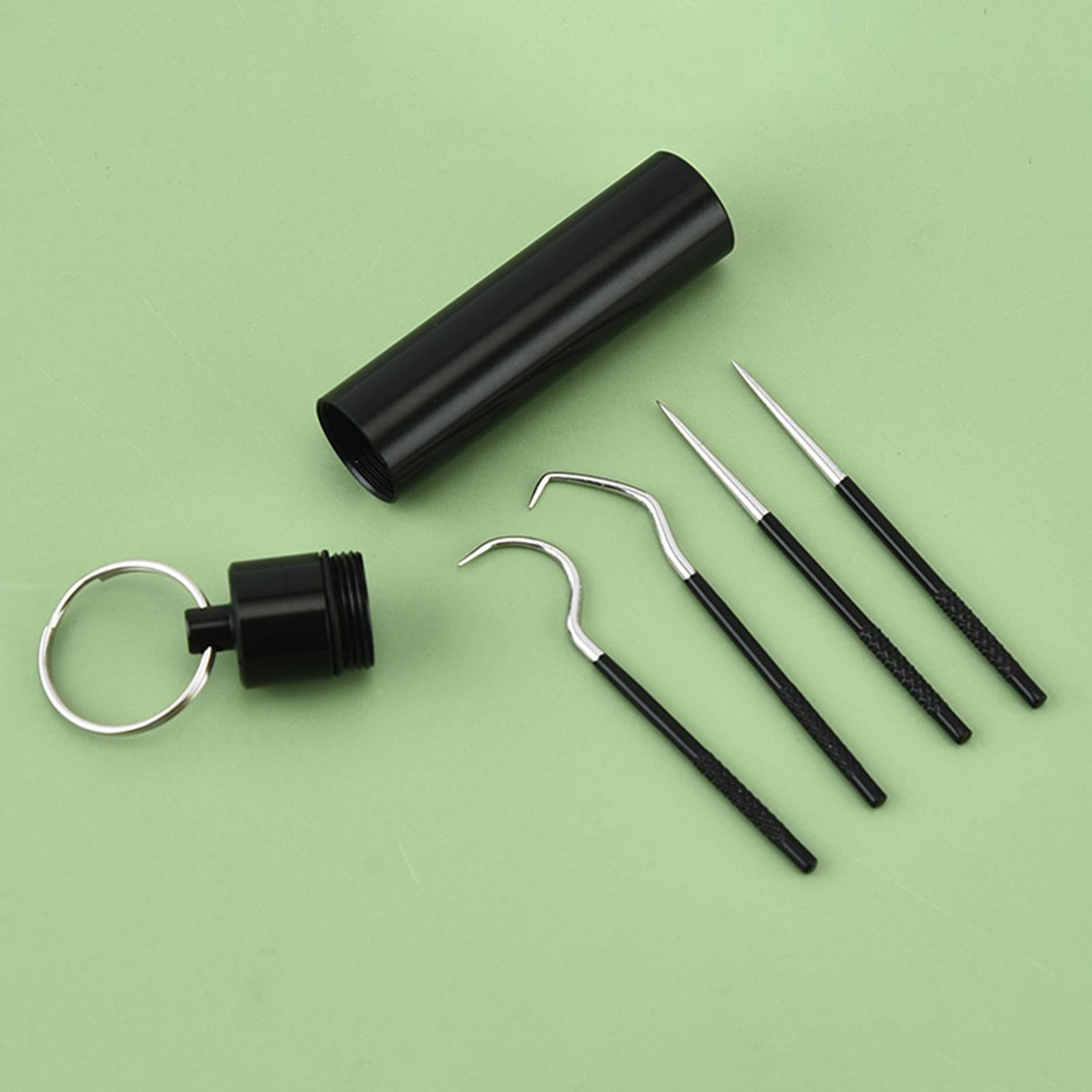 5Pcs Stainless Steel Toothpick Kit Oral Cleaning Kit for Outdoor Picnic Silver