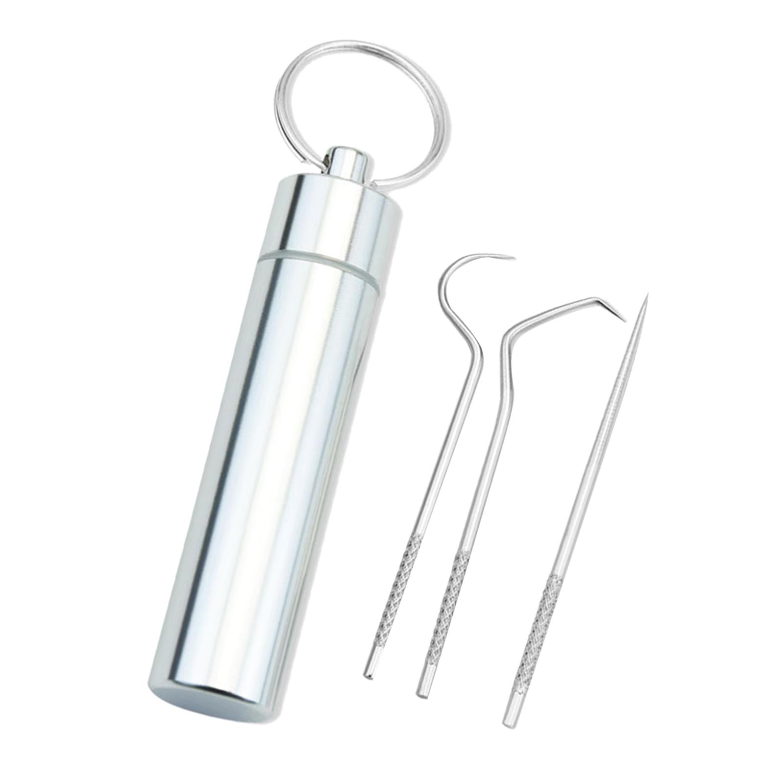 3Pcs Portable Stainless Steel Toothpicks Kit for Traveling Outdoor Camping S