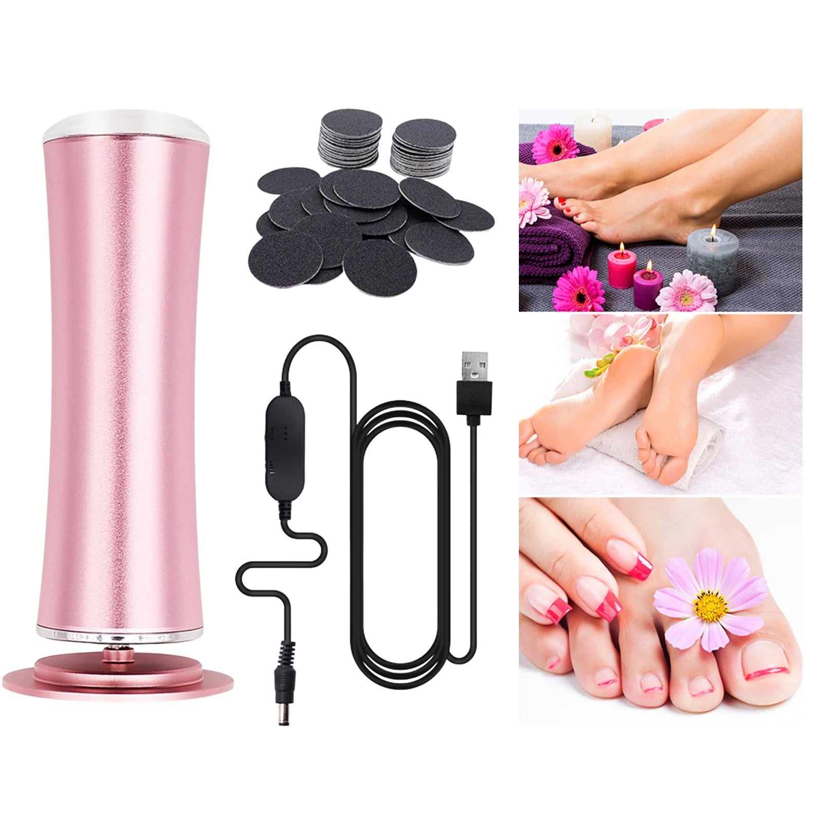 Electric Foot Callus Remover Portable Kit Dead Skin Removal Massager Pink
