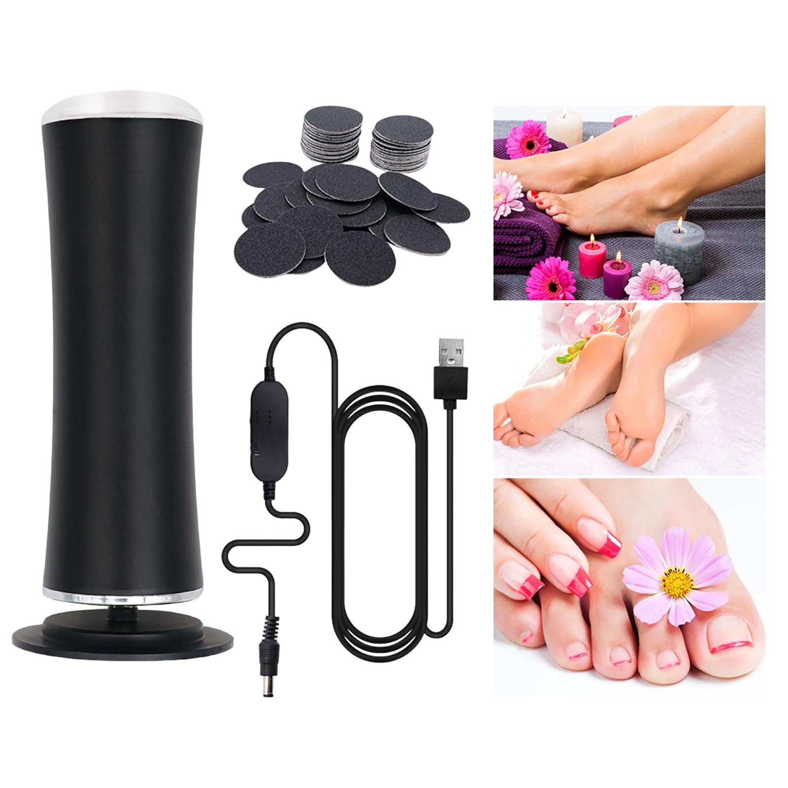 Electric Foot Callus Remover Portable Kit Dead Skin Removal Massager Black
