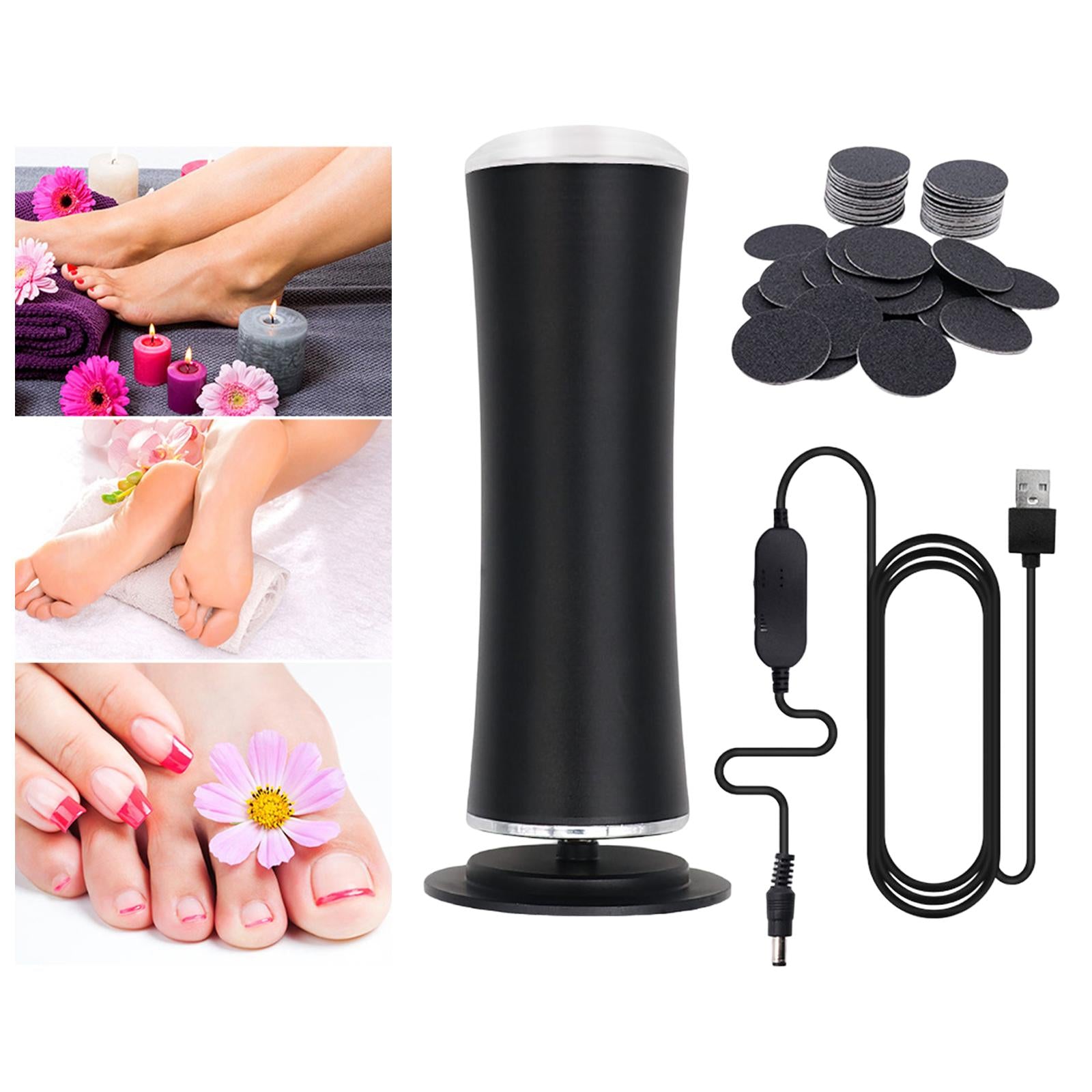Electric Foot Callus Remover Portable Kit Dead Skin Removal Massager Black