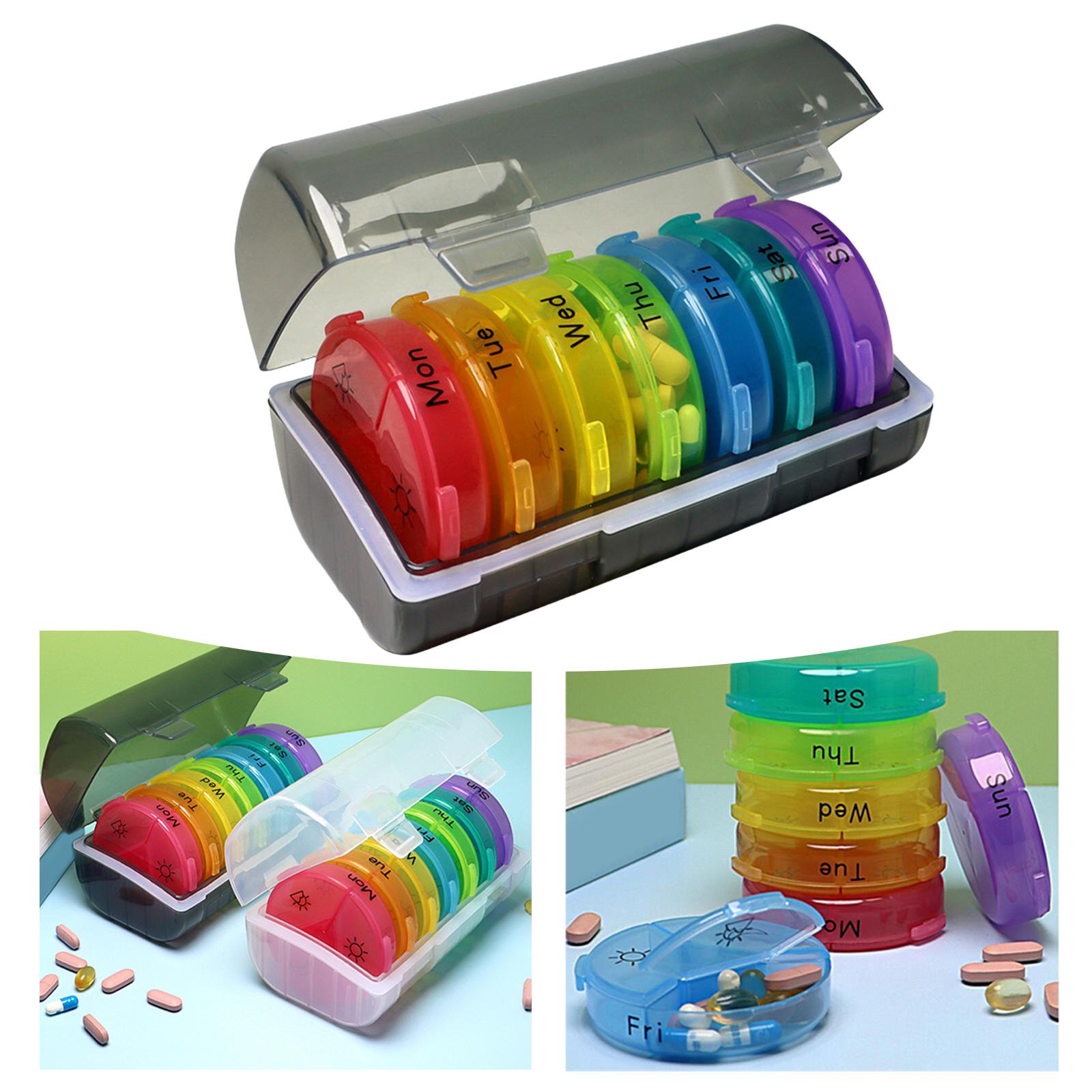 Pill Cases with 7 Individual Pill Boxes 21 Grids Sealing Black