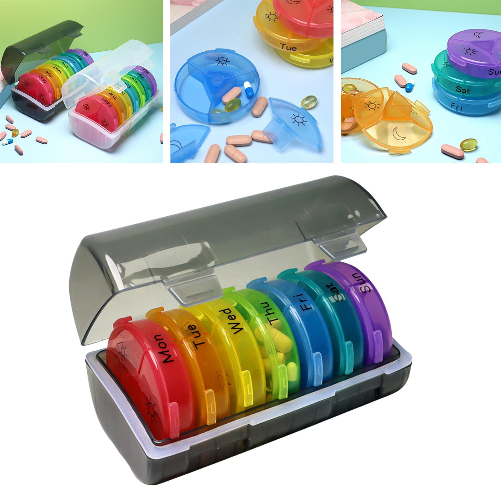 Pill Cases with 7 Individual Pill Boxes 21 Grids Sealing Black