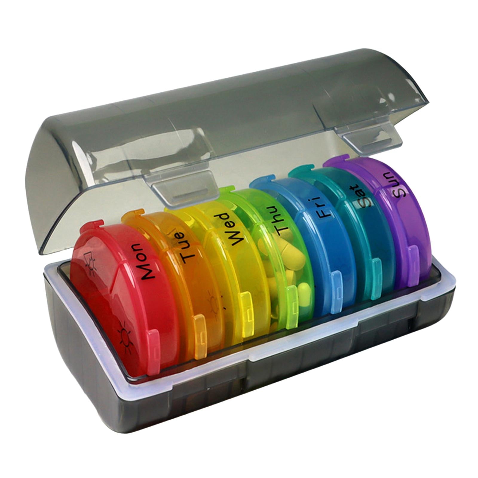 Pill Cases with 7 Individual Pill Boxes 21 Grids Sealing Black