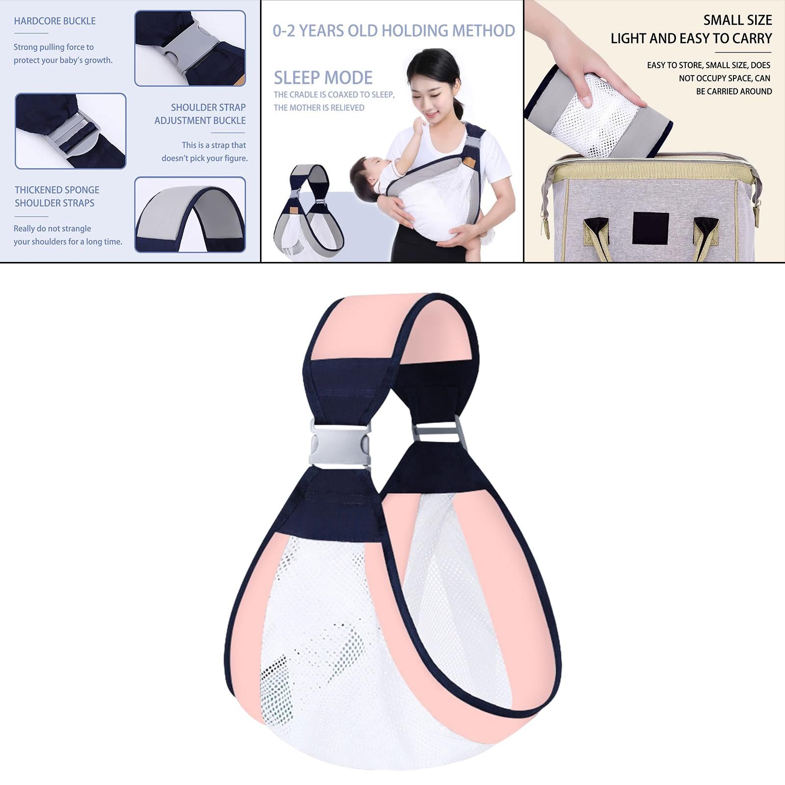 Baby Carrier Infant Carrier Slings Adjustable Sturdy Mesh Infant Wrap Pink