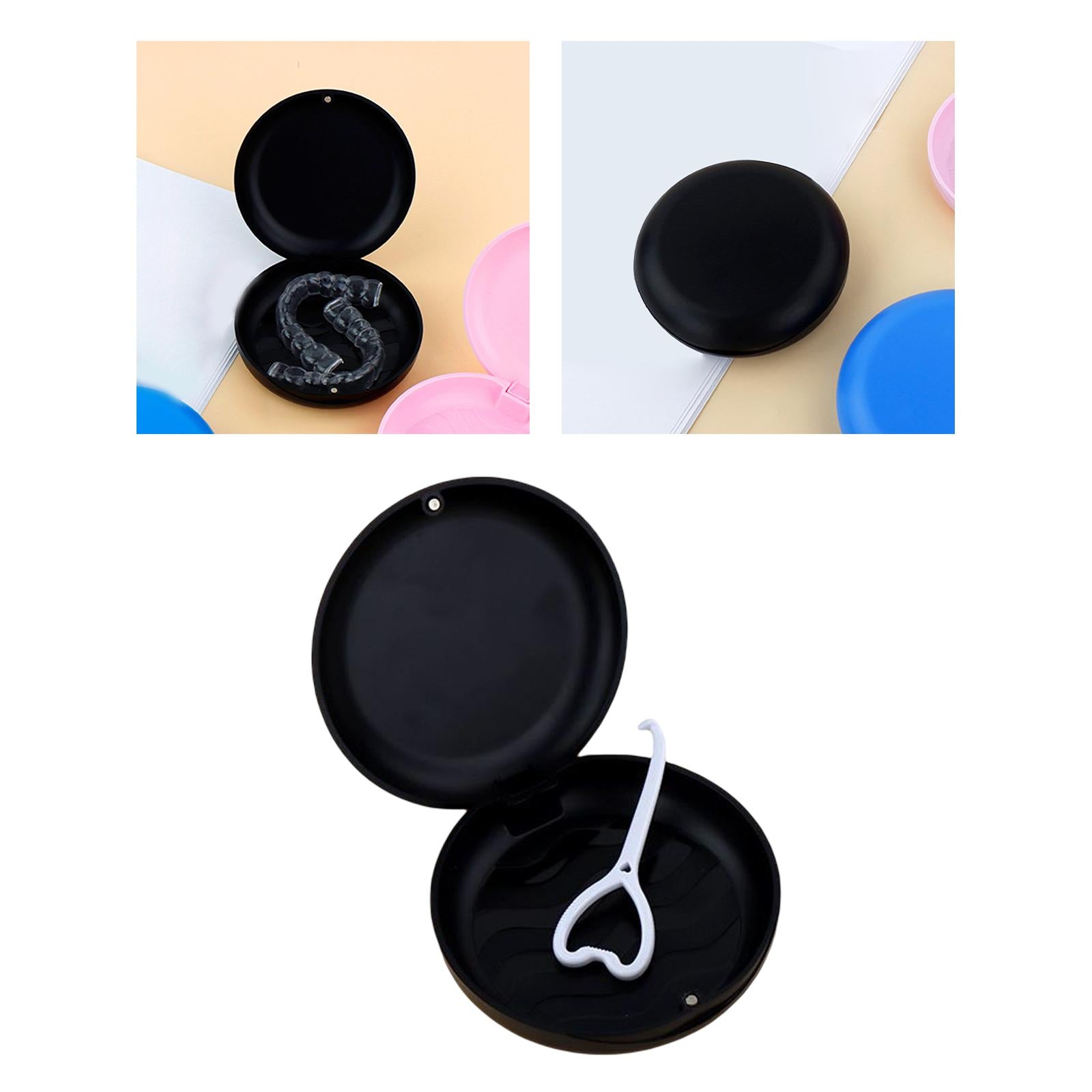 Portable Retainer Case Oral Organizer Durable Dentures Storage Boxes black