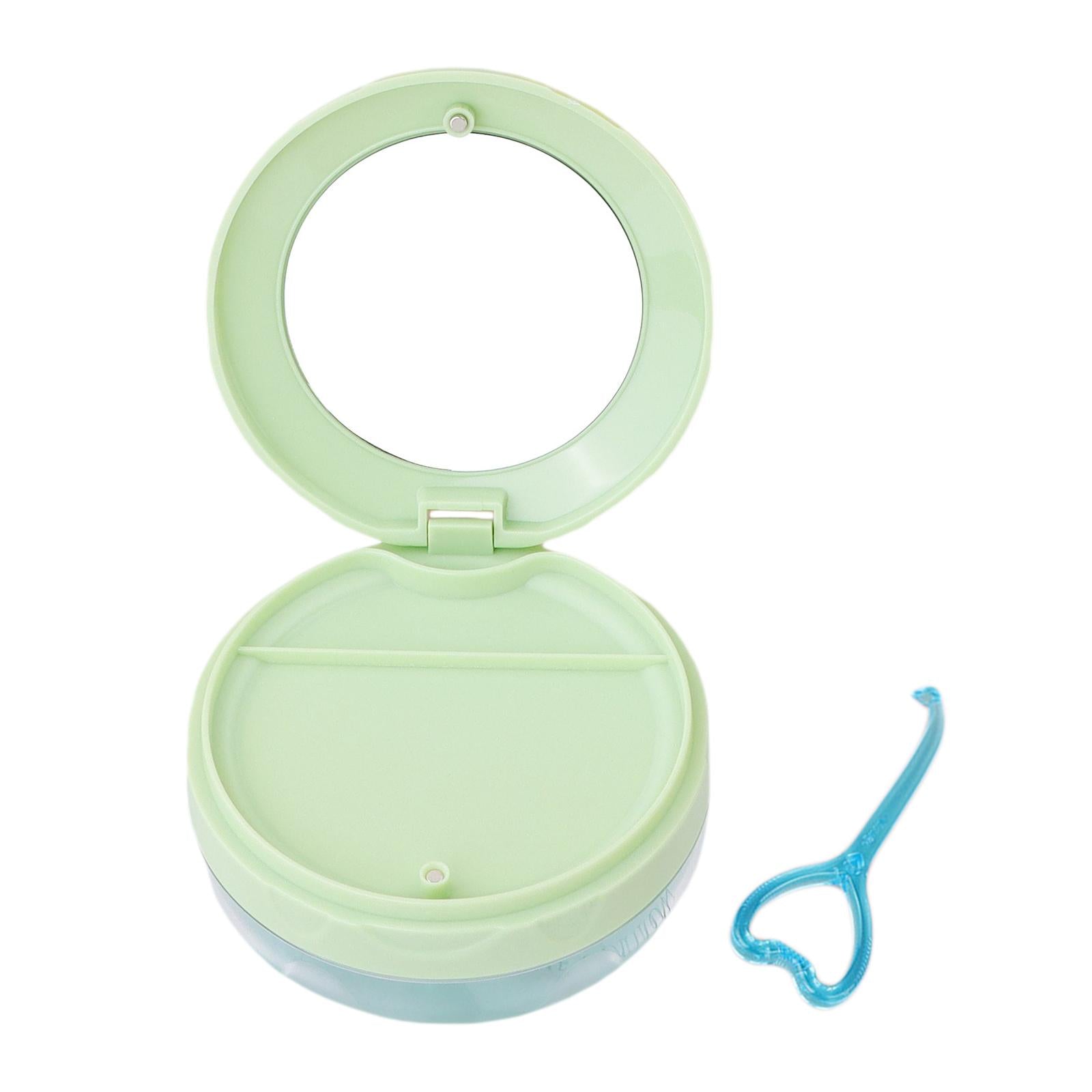 Braces Storage Box with Mirror Portable for Retainer Cleaning Women Teenager Green