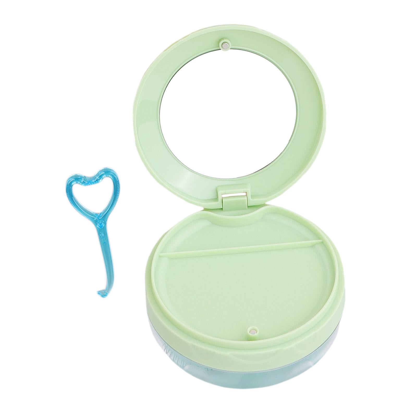 Braces Storage Box with Mirror Portable for Retainer Cleaning Women Teenager Green