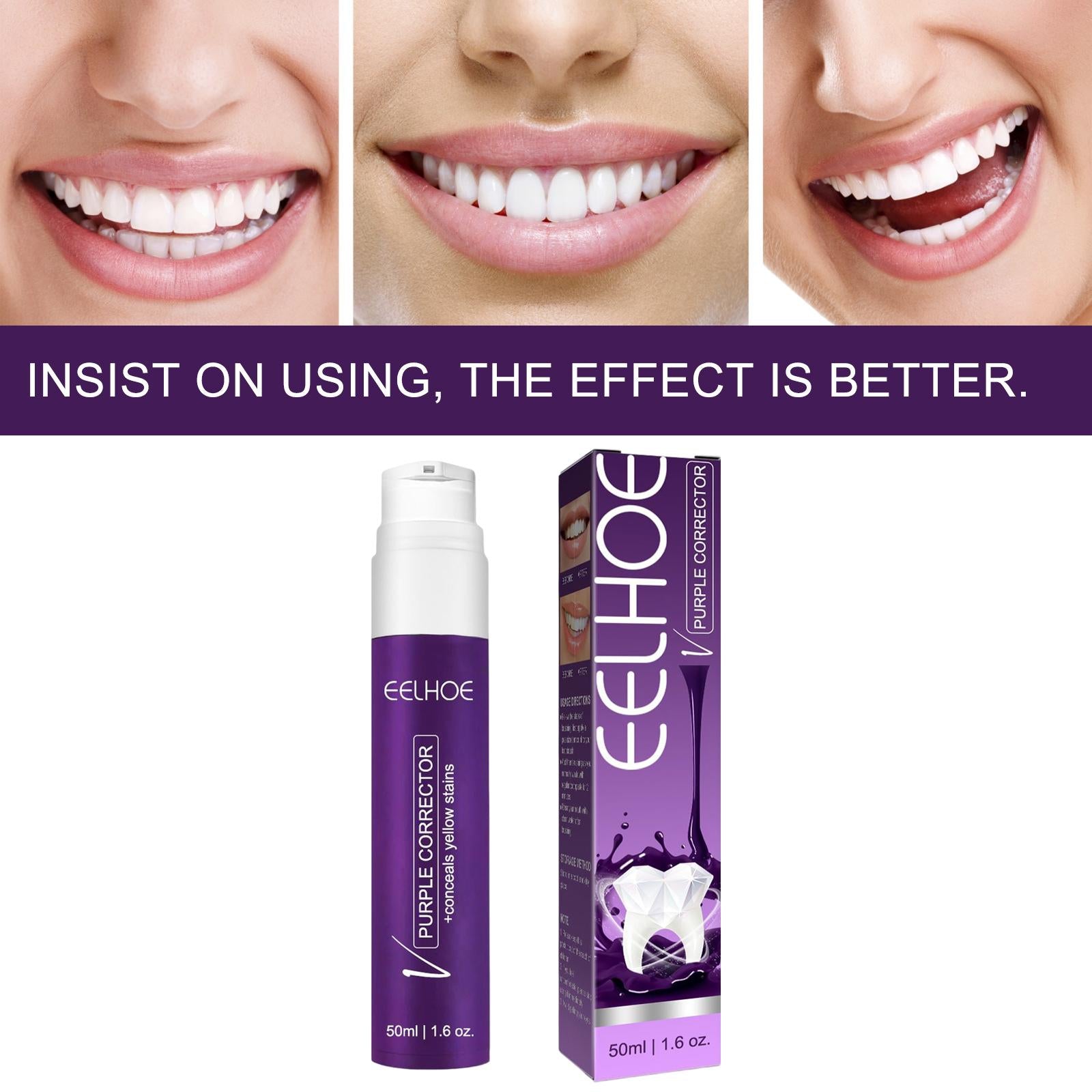Purple Whitening Toothpaste Deeply Cleaning Gums Correct Yellow 50ml
