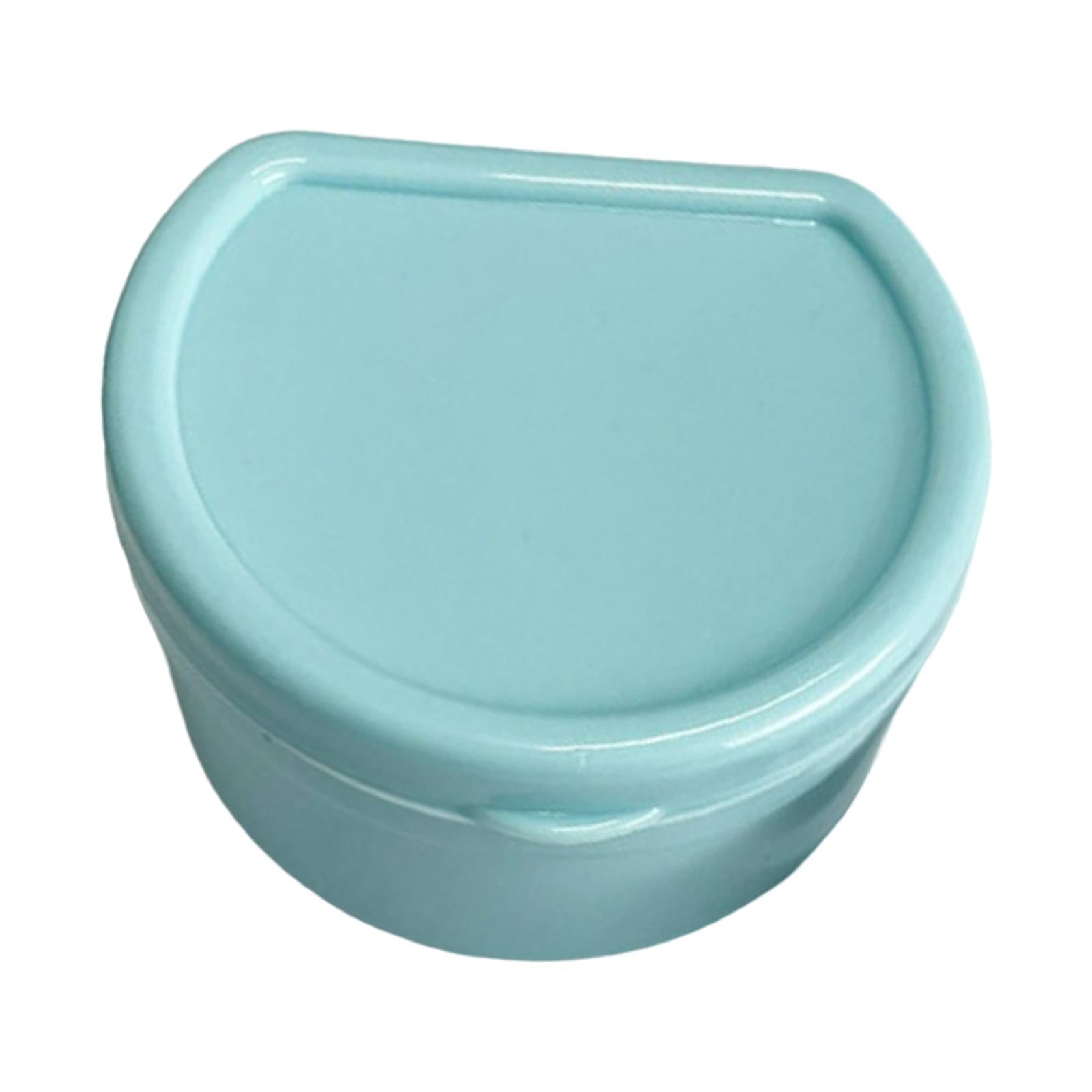 Retainer Case Dentures Box Cup with Strainer Basket Stylish Light Blue