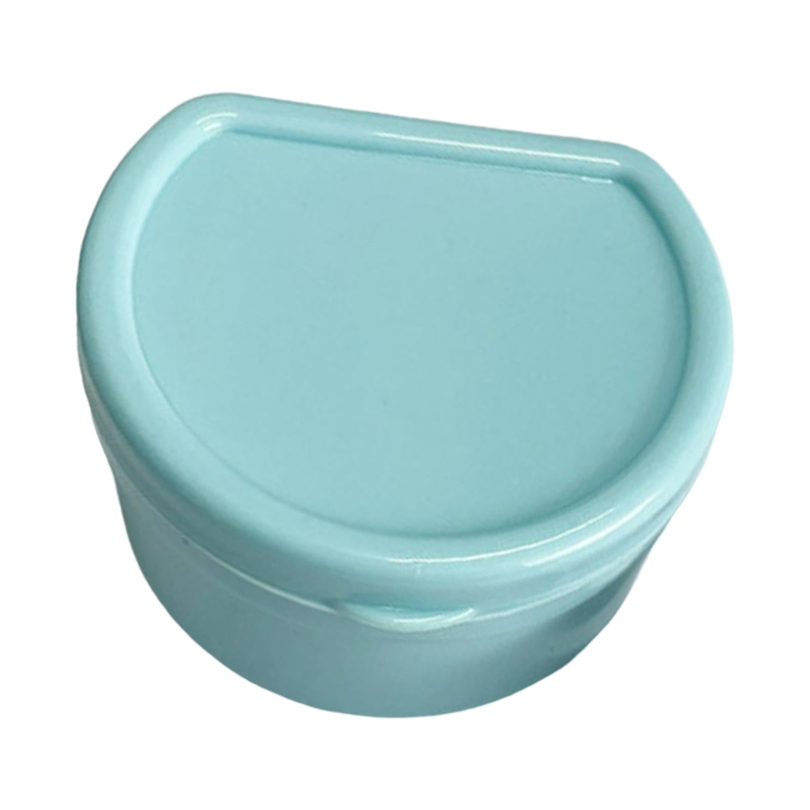 Retainer Case Dentures Box Cup with Strainer Basket Stylish Light Blue