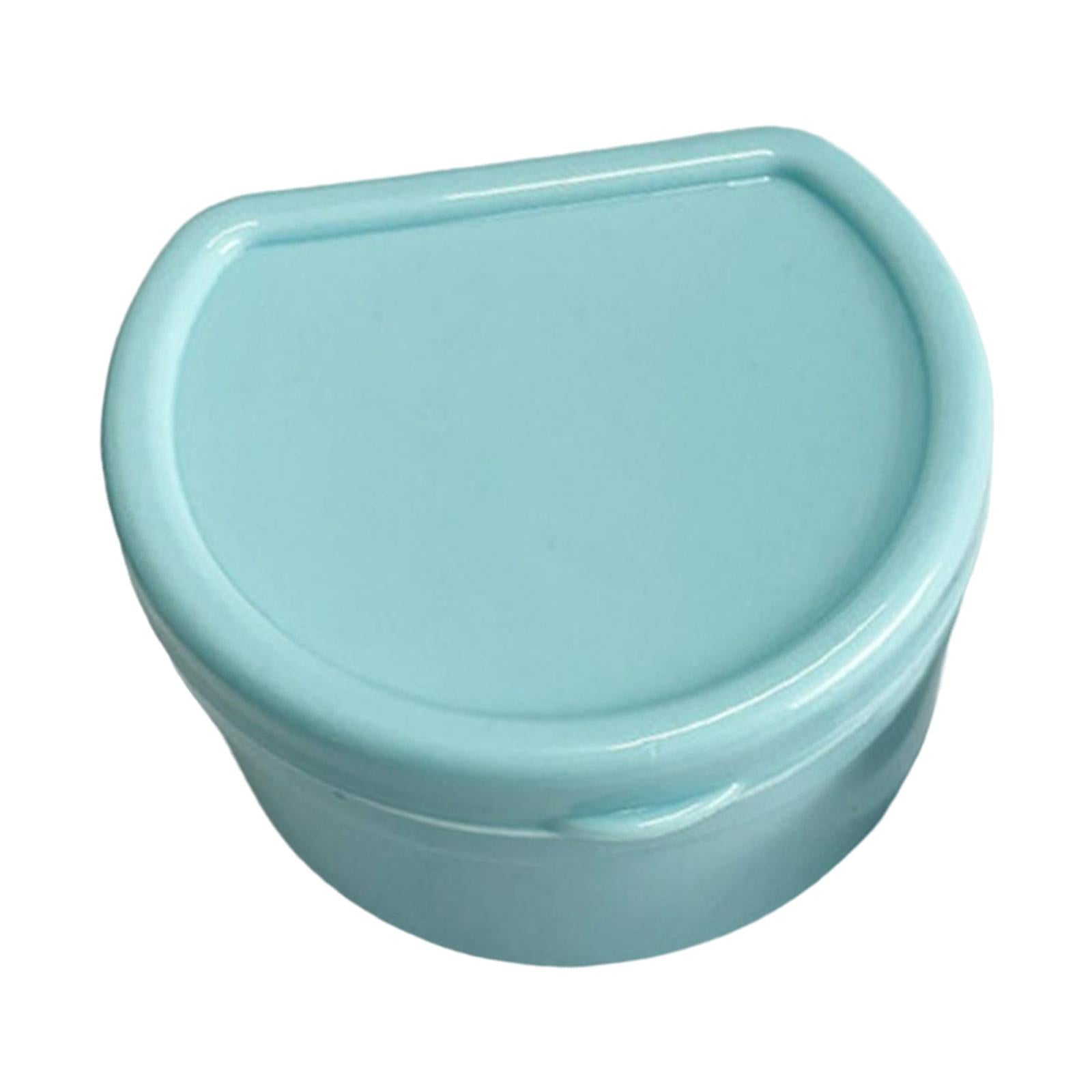 Retainer Case Dentures Box Cup with Strainer Basket Stylish Light Blue
