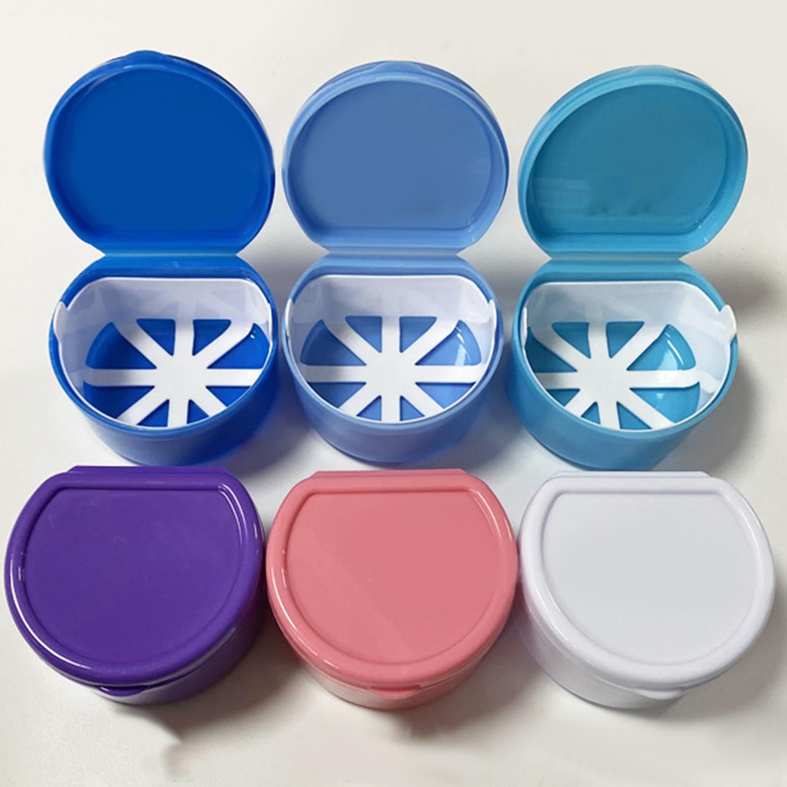 Retainer Case Dentures Box Cup with Strainer Basket Stylish Light Blue