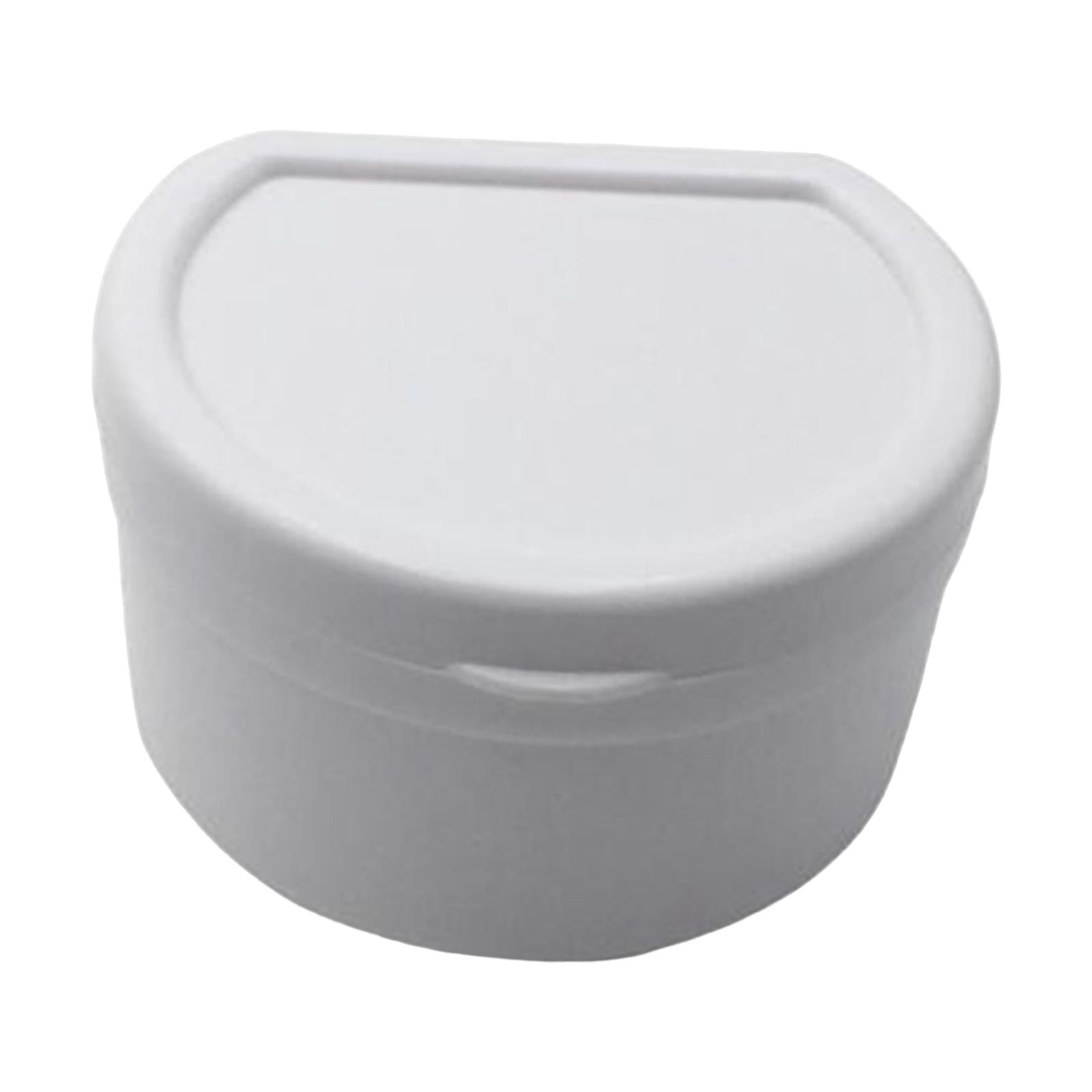 Retainer Case Dentures Box Cup with Strainer Basket Stylish White