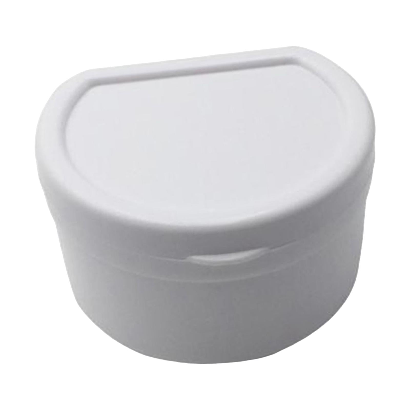 Retainer Case Dentures Box Cup with Strainer Basket Stylish White
