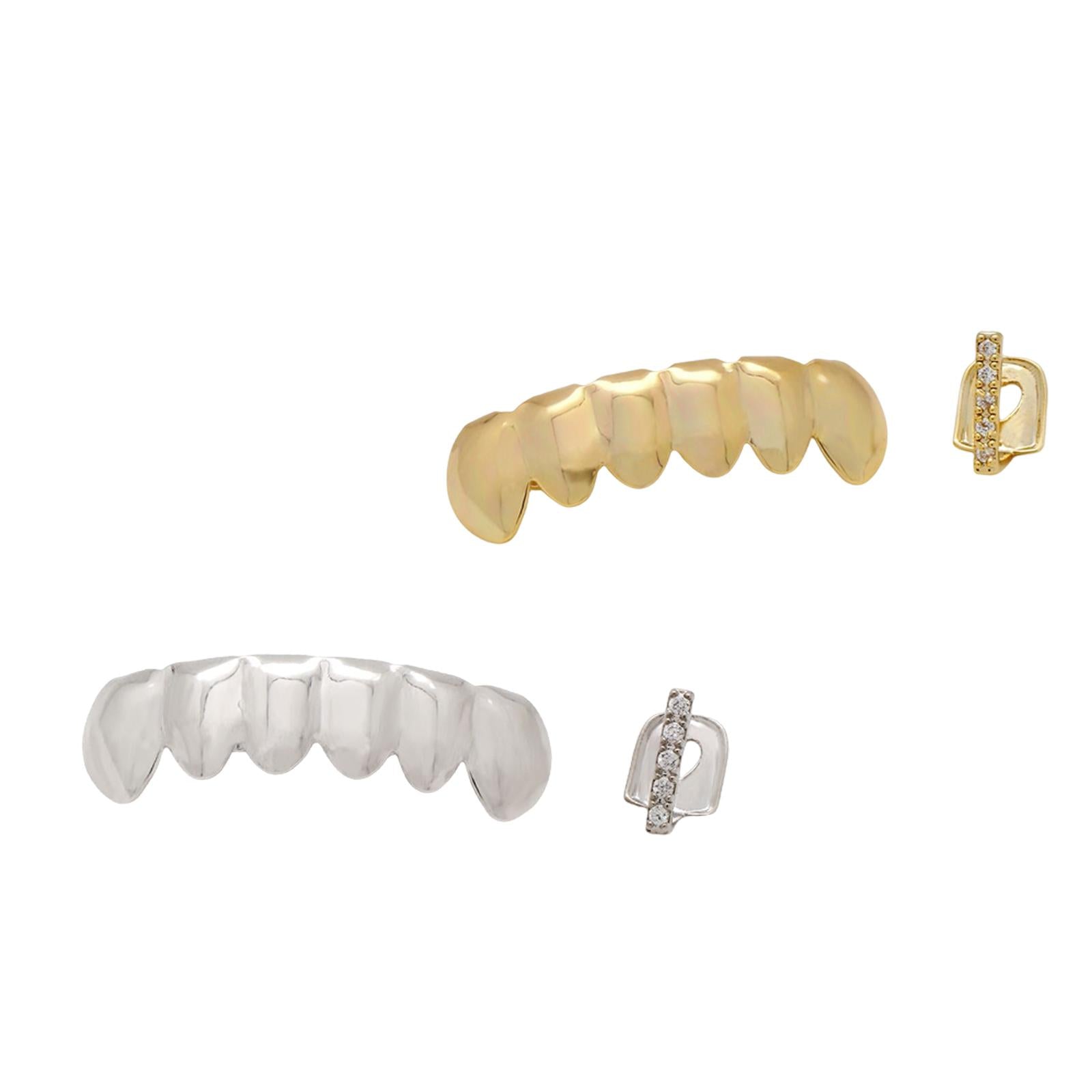 18k Plated Grills Hip Hop Punk Upper Lower Sparkling for Men Women Gift golden