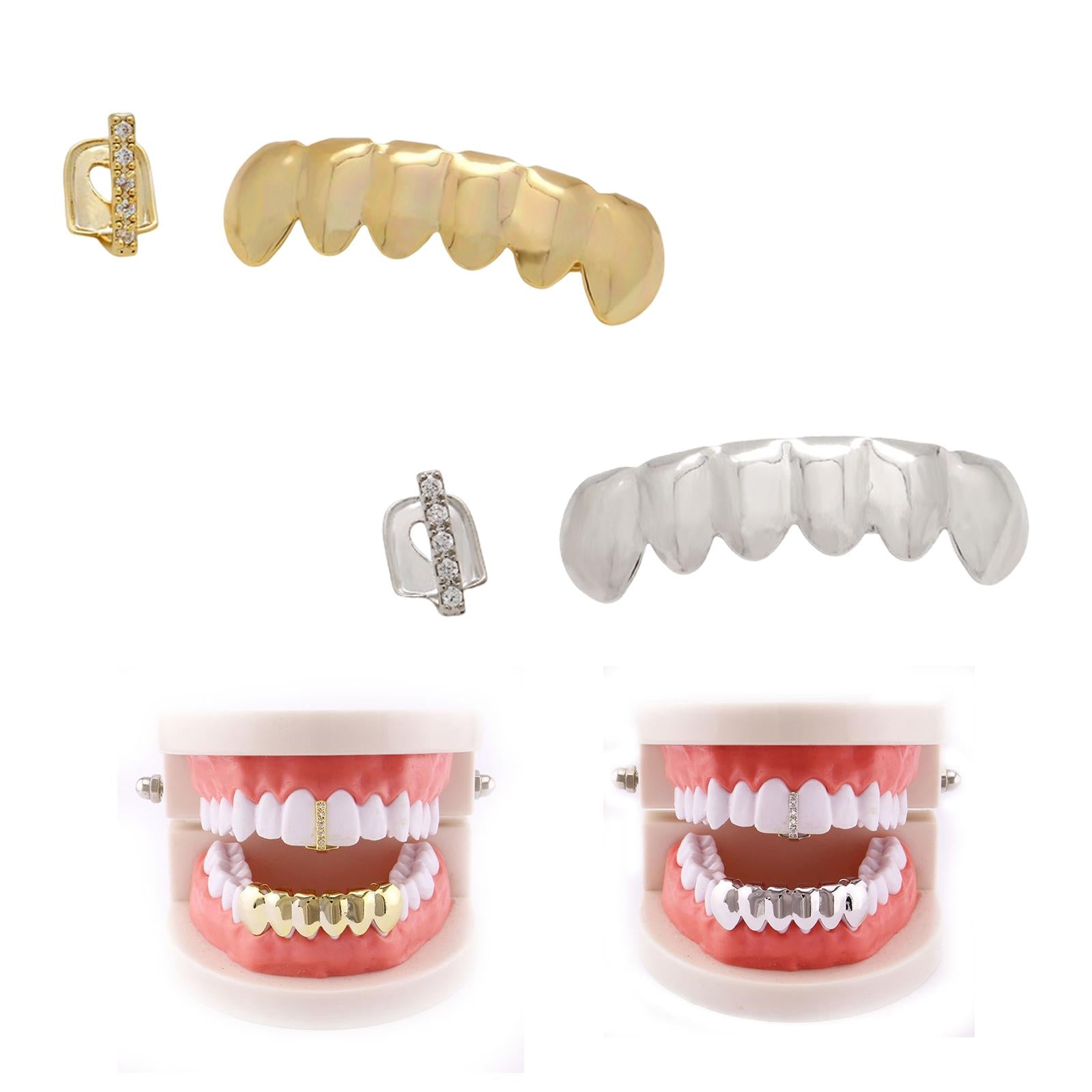 18k Plated Grills Hip Hop Punk Upper Lower Sparkling for Men Women Gift golden