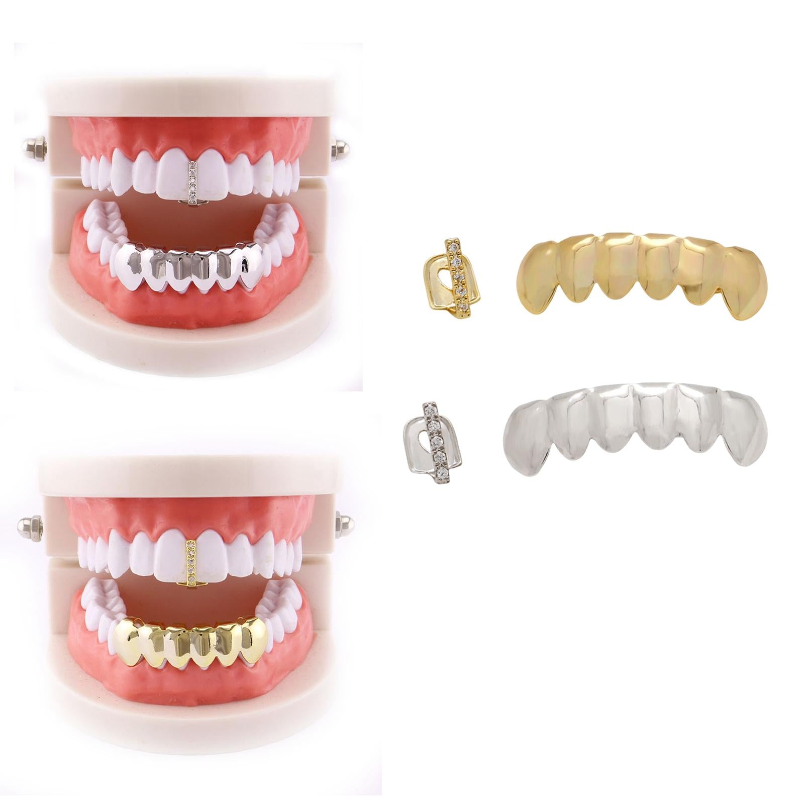 18k Plated Grills Hip Hop Punk Upper Lower Sparkling for Men Women Gift golden