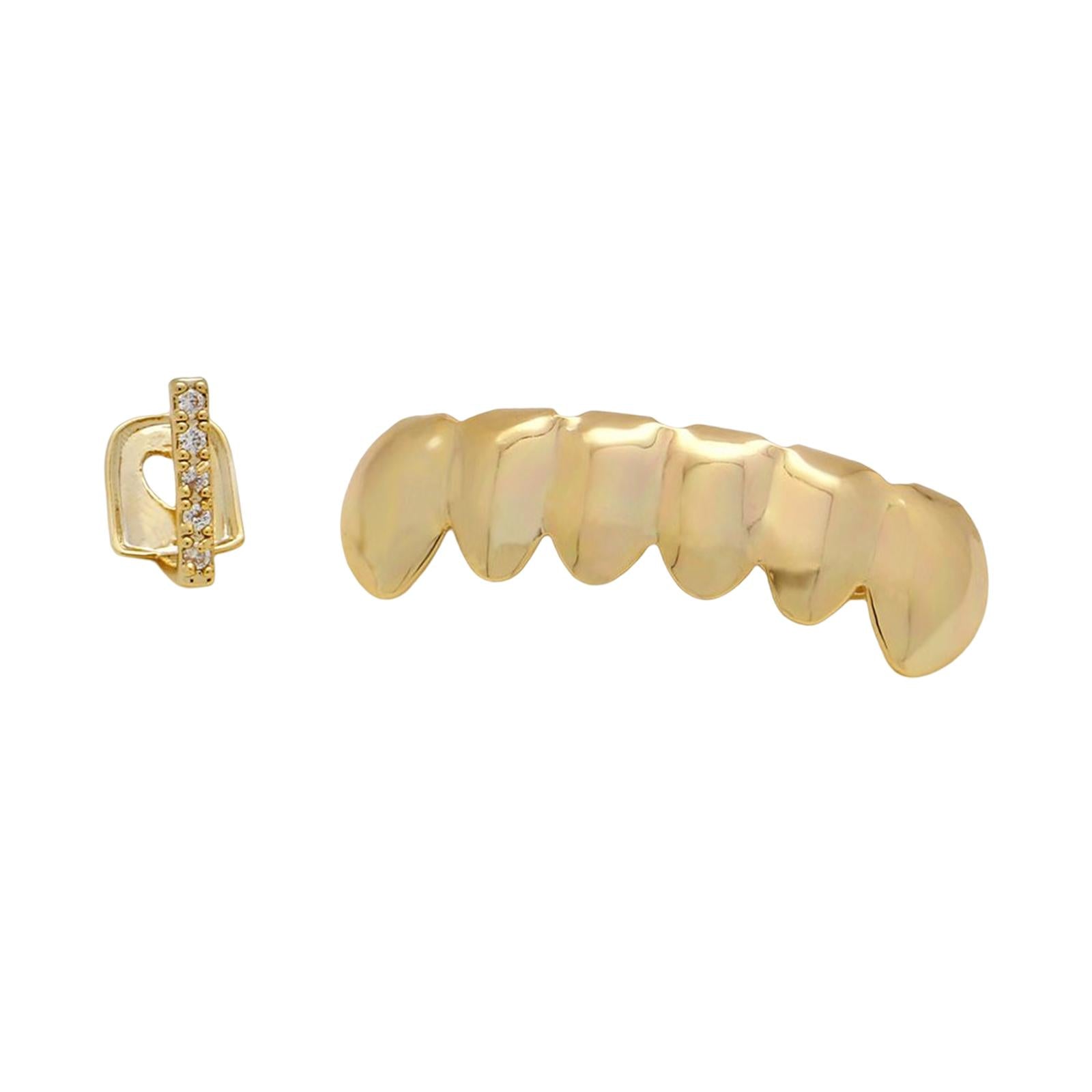 18k Plated Grills Hip Hop Punk Upper Lower Sparkling for Men Women Gift golden