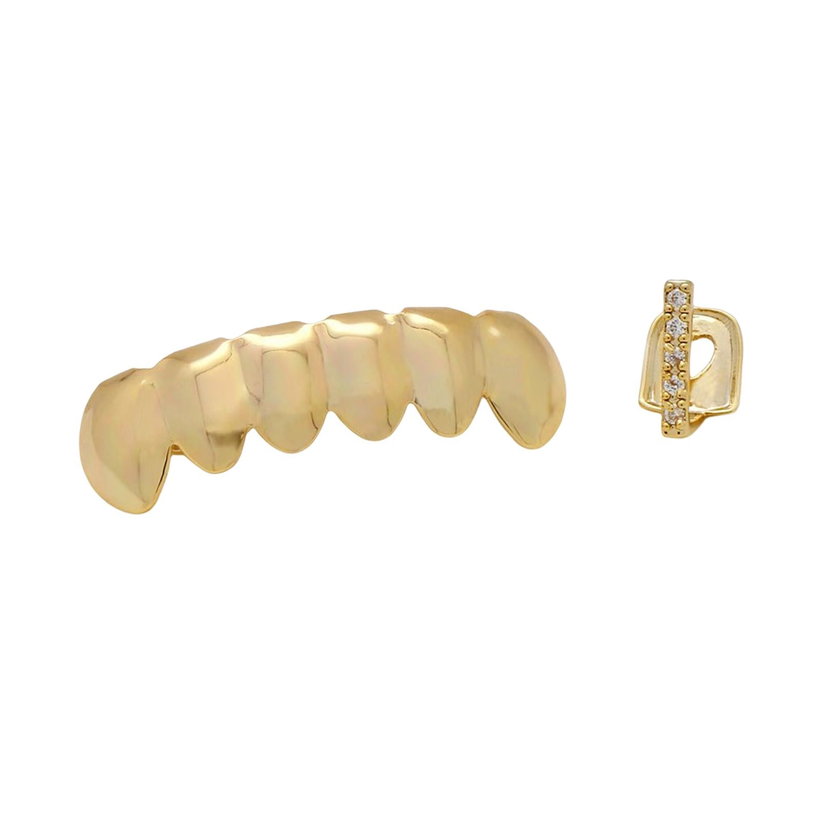 18k Plated Grills Hip Hop Punk Upper Lower Sparkling for Men Women Gift golden