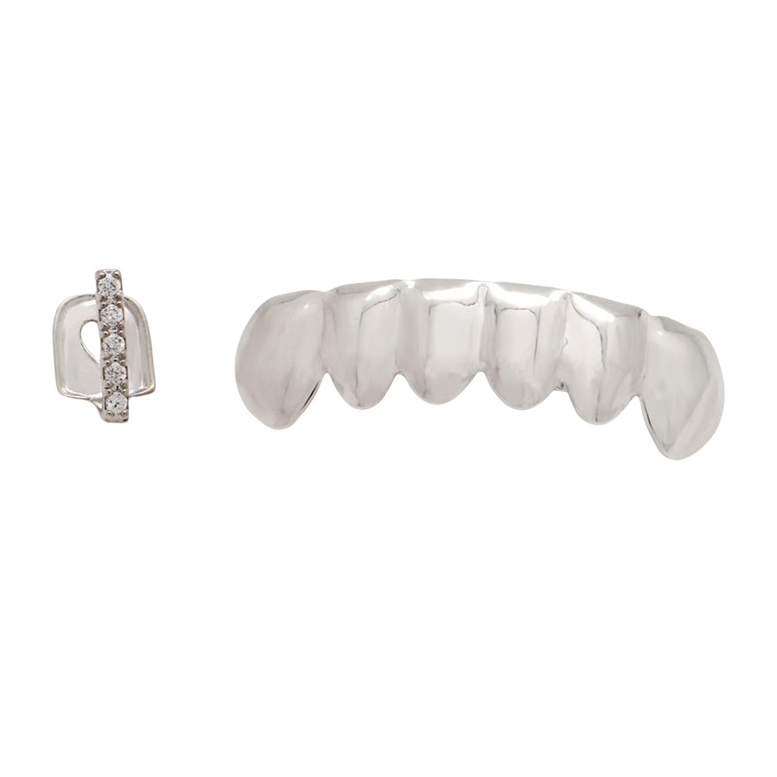 18k Plated Grills Hip Hop Punk Upper Lower Sparkling for Men Women Gift sliver