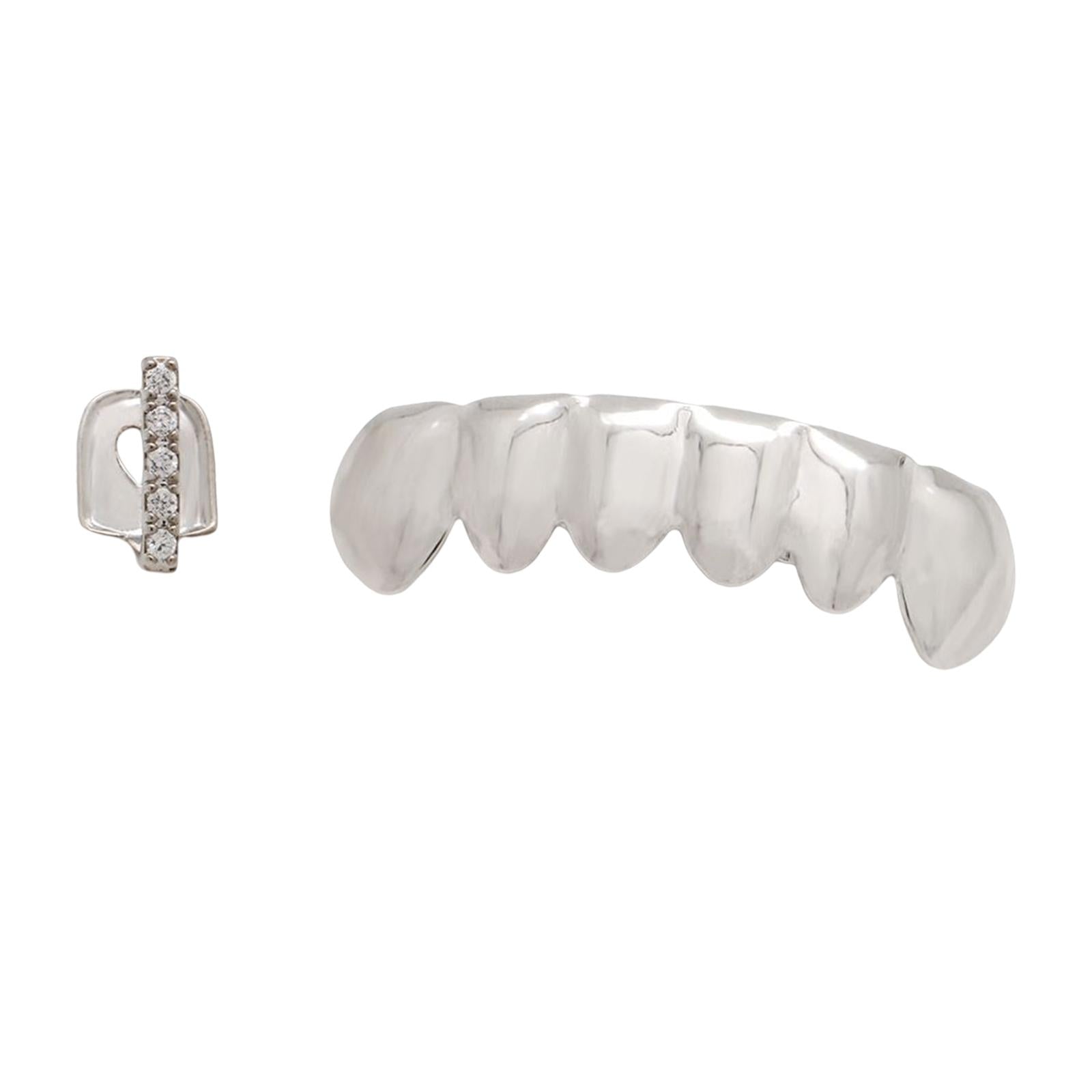 18k Plated Grills Hip Hop Punk Upper Lower Sparkling for Men Women Gift sliver