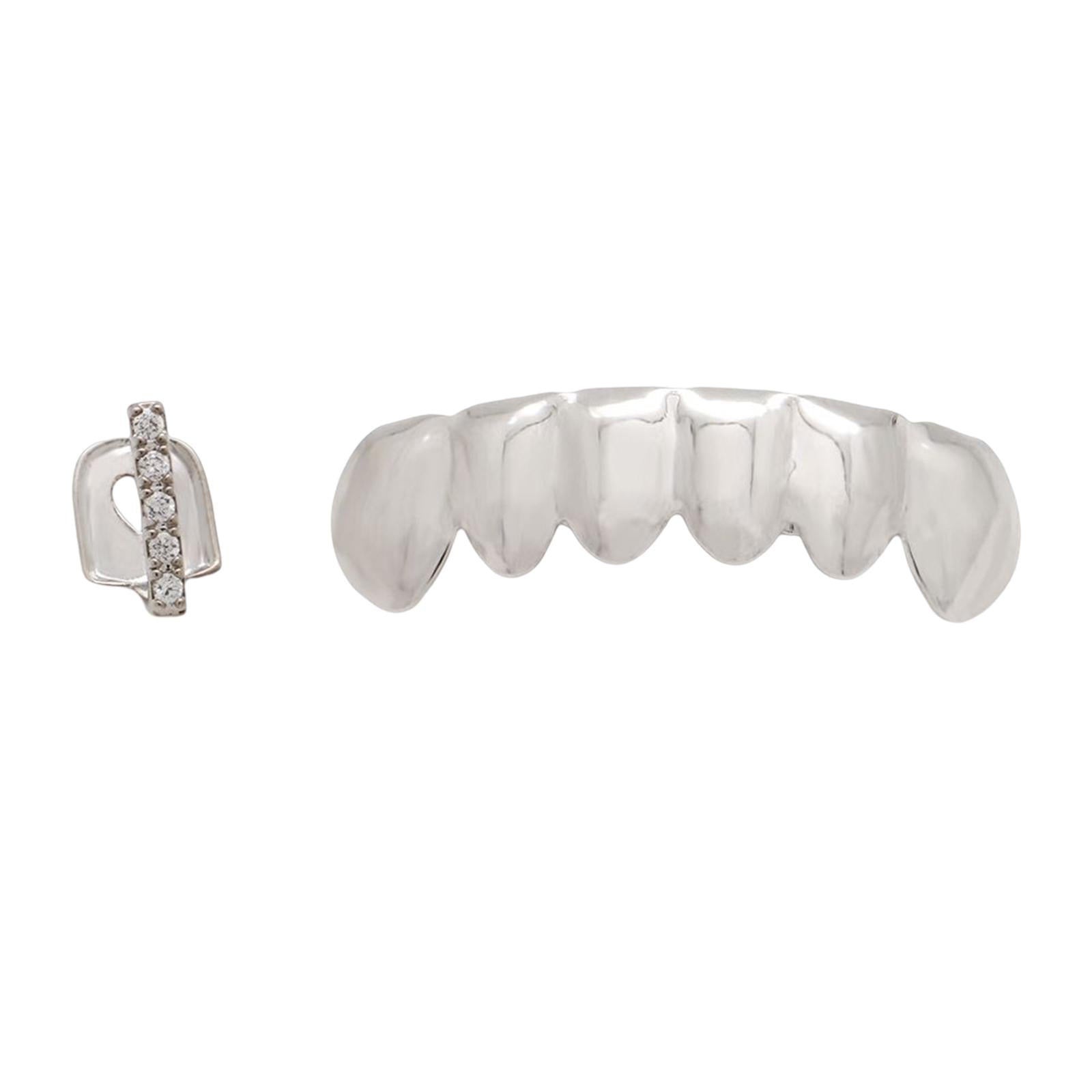 18k Plated Grills Hip Hop Punk Upper Lower Sparkling for Men Women Gift sliver