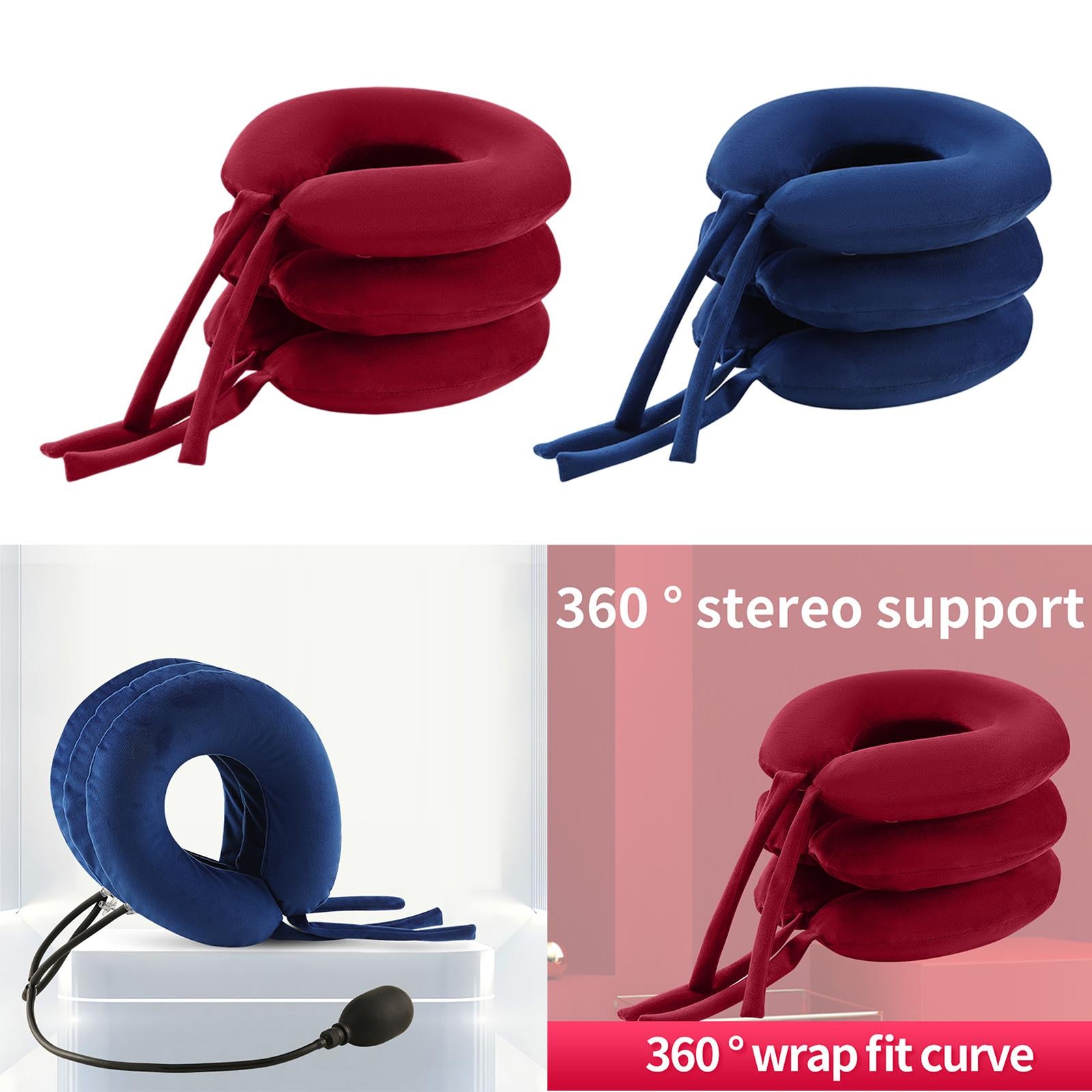 Cervical Neck Traction Device Velvet for Shoulder Alignment Spine Alignment red