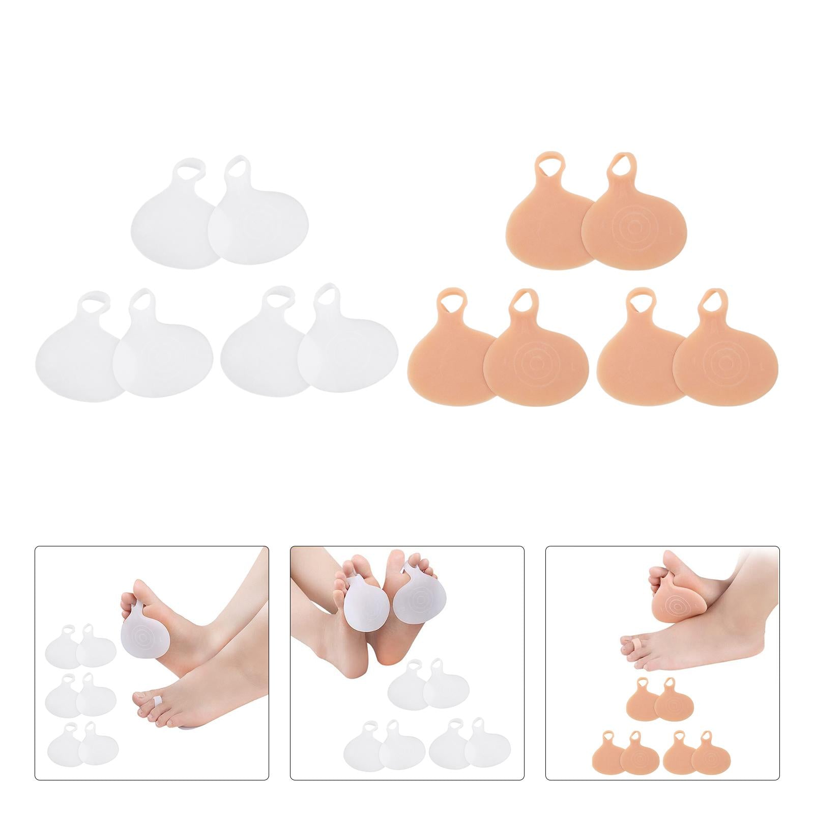 6Pcs Forefoot Pads Foot Protection Elastic silicone for High Heel White