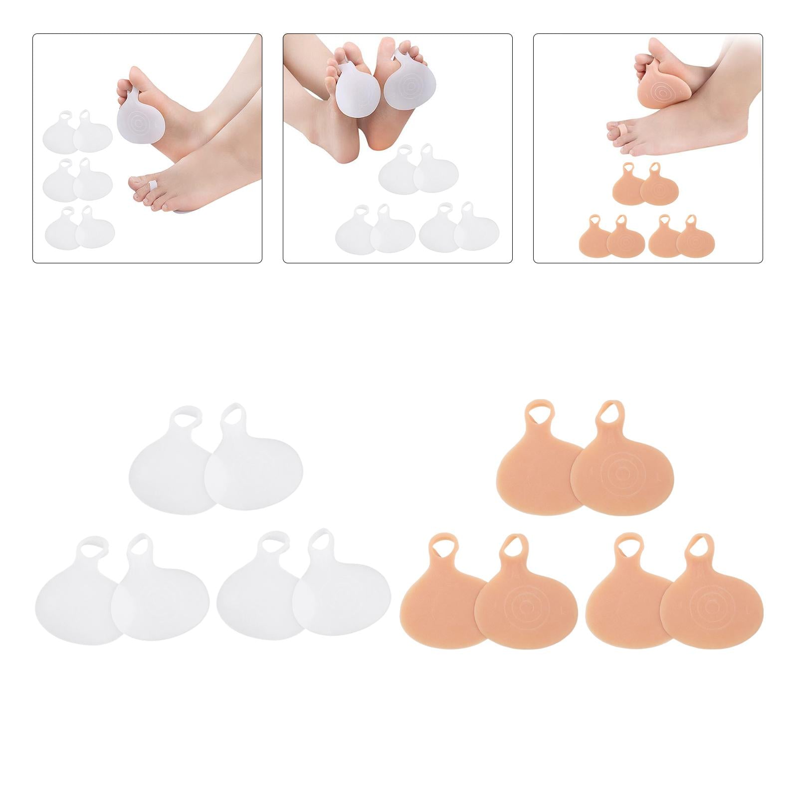 6Pcs Forefoot Pads Foot Protection Elastic silicone for High Heel White