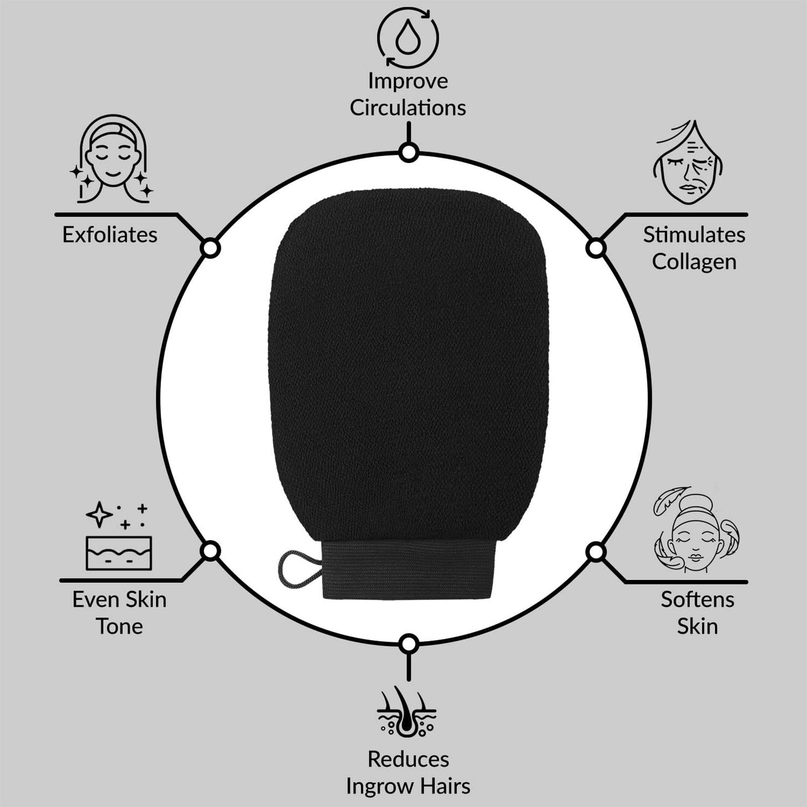 Bath Glove Scrubbing Gloves Body Scrub Double Sided Gentle leg Body Neck Black