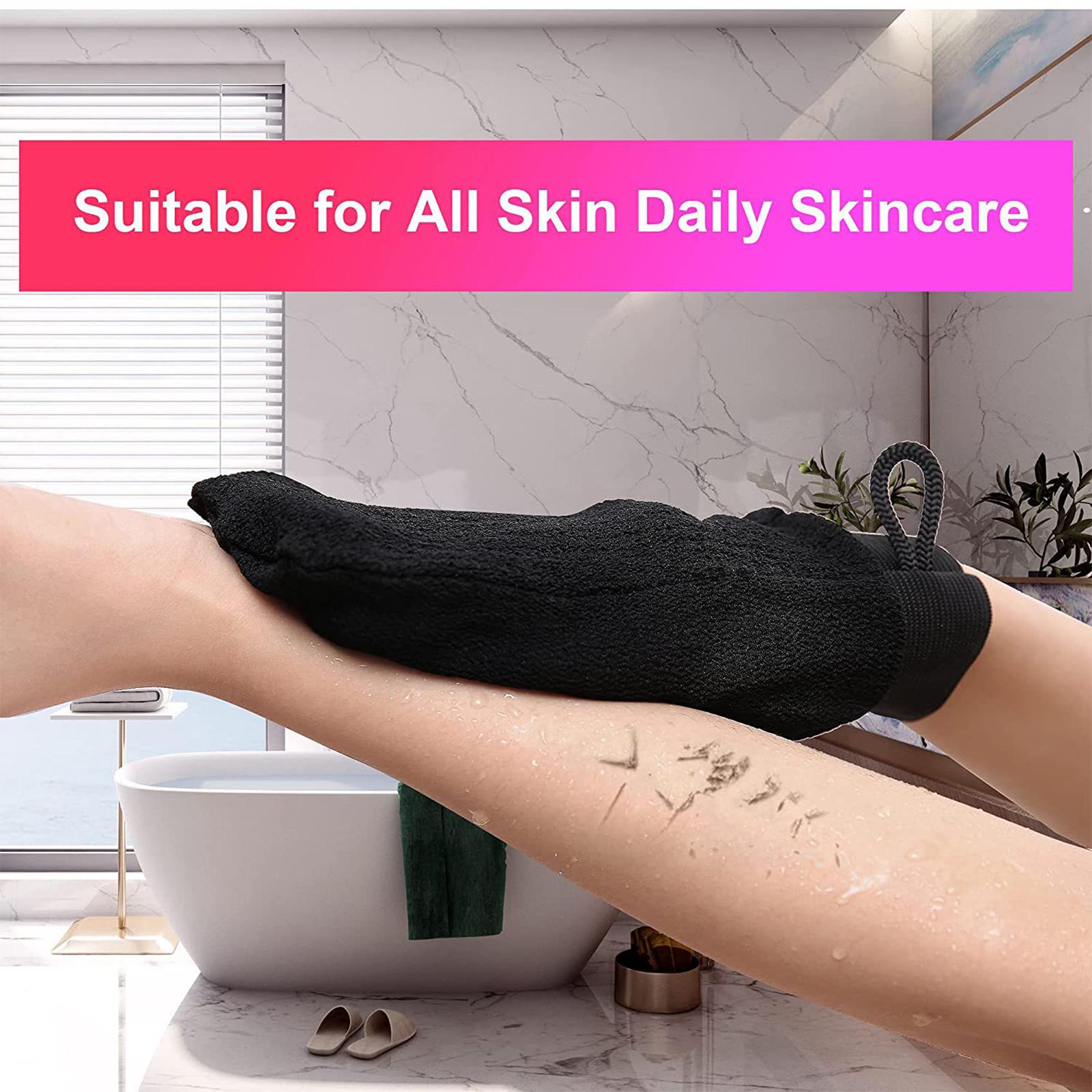 Bath Glove Scrubbing Gloves Body Scrub Double Sided Gentle leg Body Neck Black