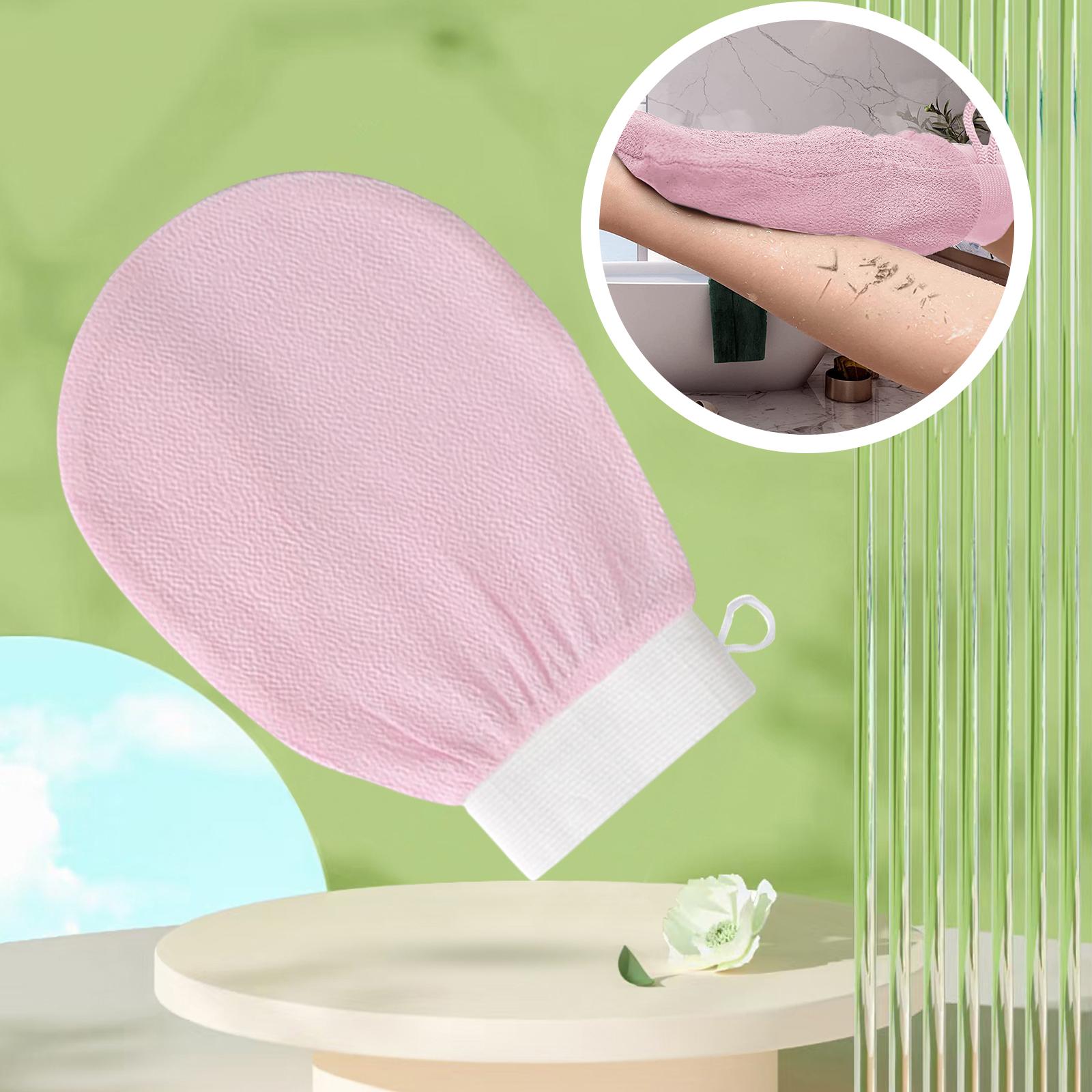 Bath Glove Scrubbing Gloves Body Scrub Double Sided Gentle leg Body Neck Pink