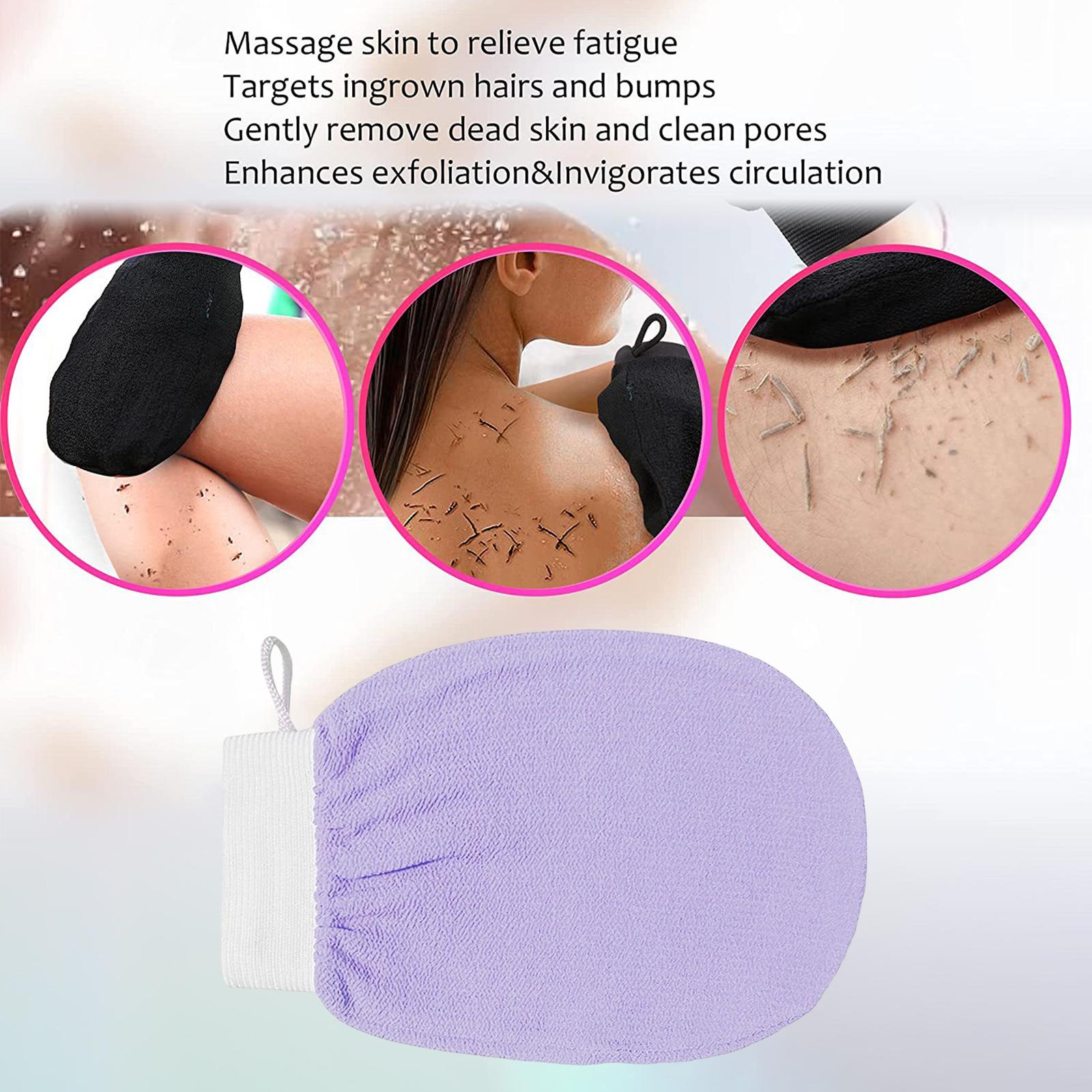 Bath Glove Scrubbing Gloves Body Scrub Double Sided Gentle leg Body Neck Purple