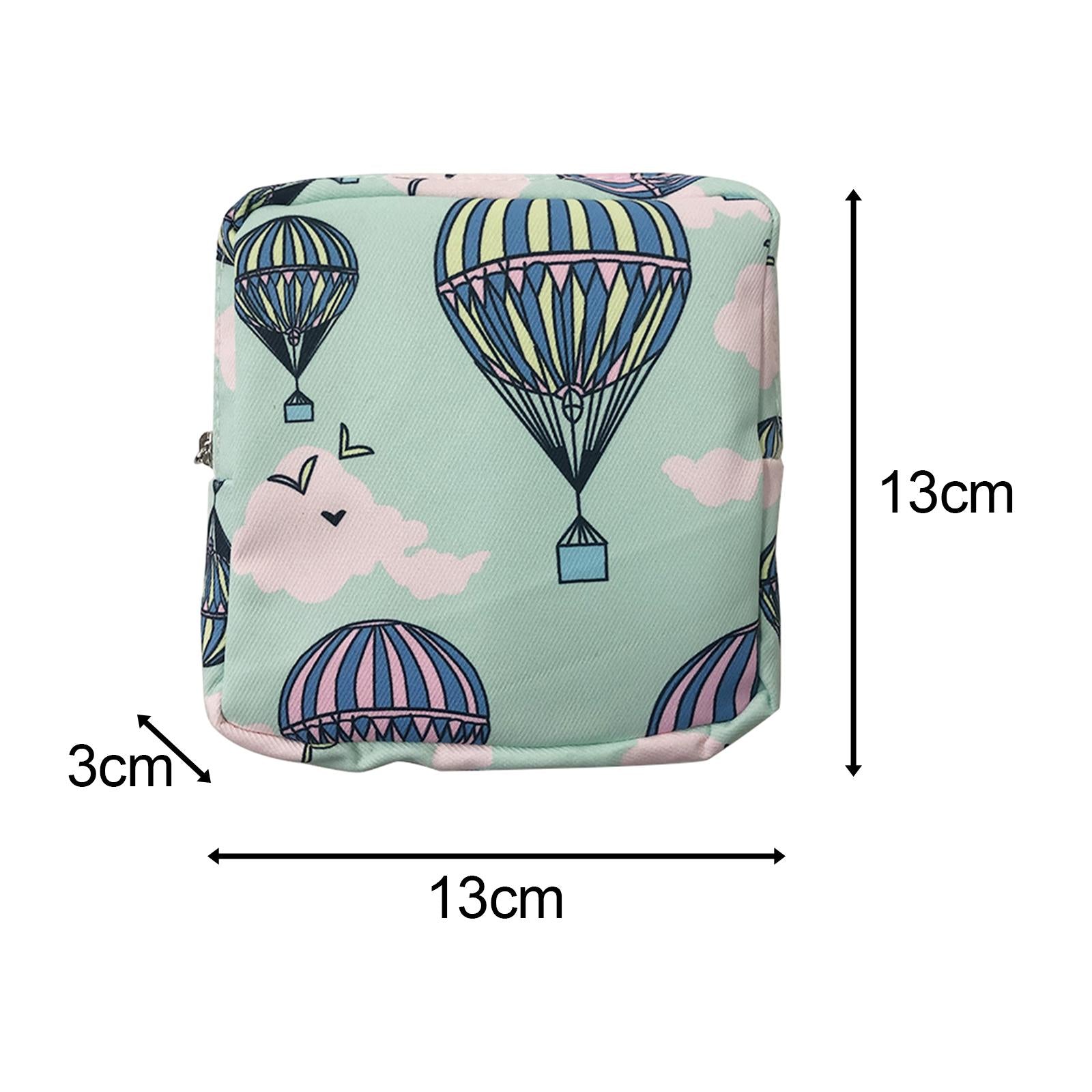 Washable Sanitary Napkin Storage Bag Toiletry Pouch Nursing Girls Ladies green balloon