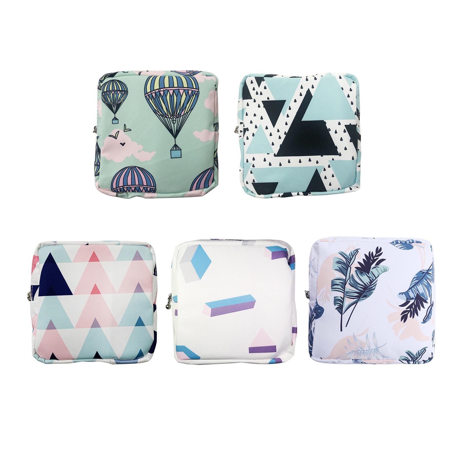 Washable Sanitary Napkin Storage Bag Toiletry Pouch Nursing Girls Ladies green balloon