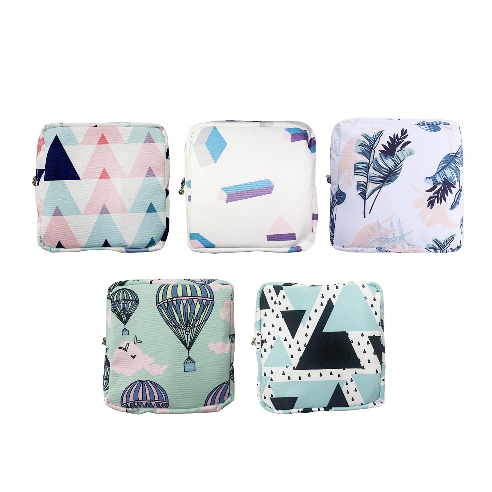 Washable Sanitary Napkin Storage Bag Toiletry Pouch Nursing Girls Ladies green balloon